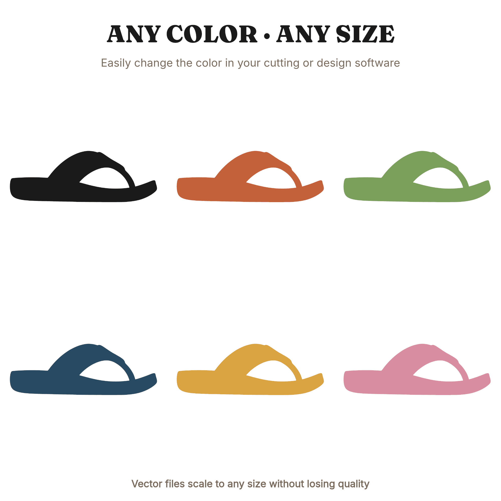 Groovy Flip Flop Mid Step SVG PNG, Retro Summer Beach Sandal Silhouette Cut File for Cricut — view 2