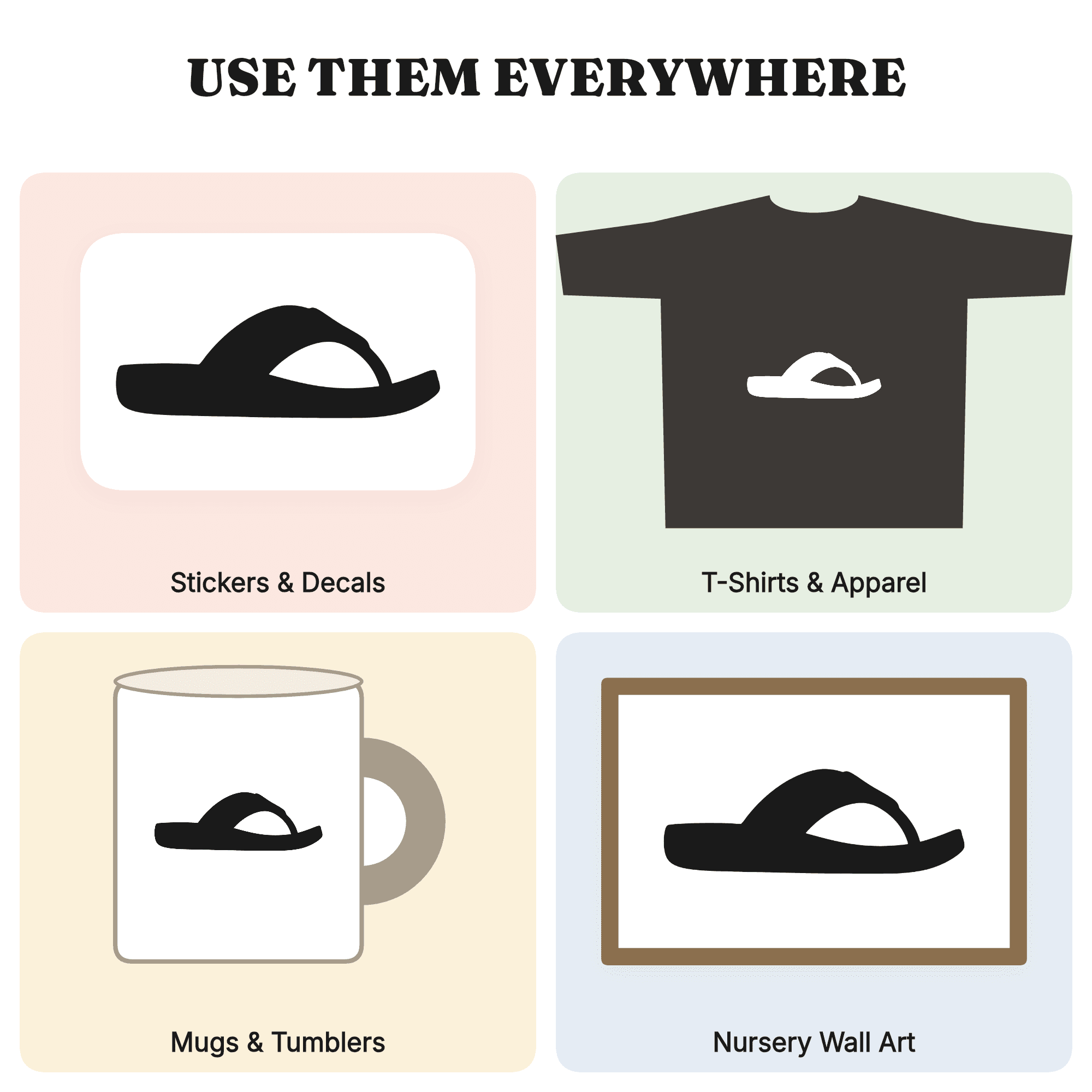 Groovy Flip Flop Mid Step SVG PNG, Retro Summer Beach Sandal Silhouette Cut File for Cricut — view 3