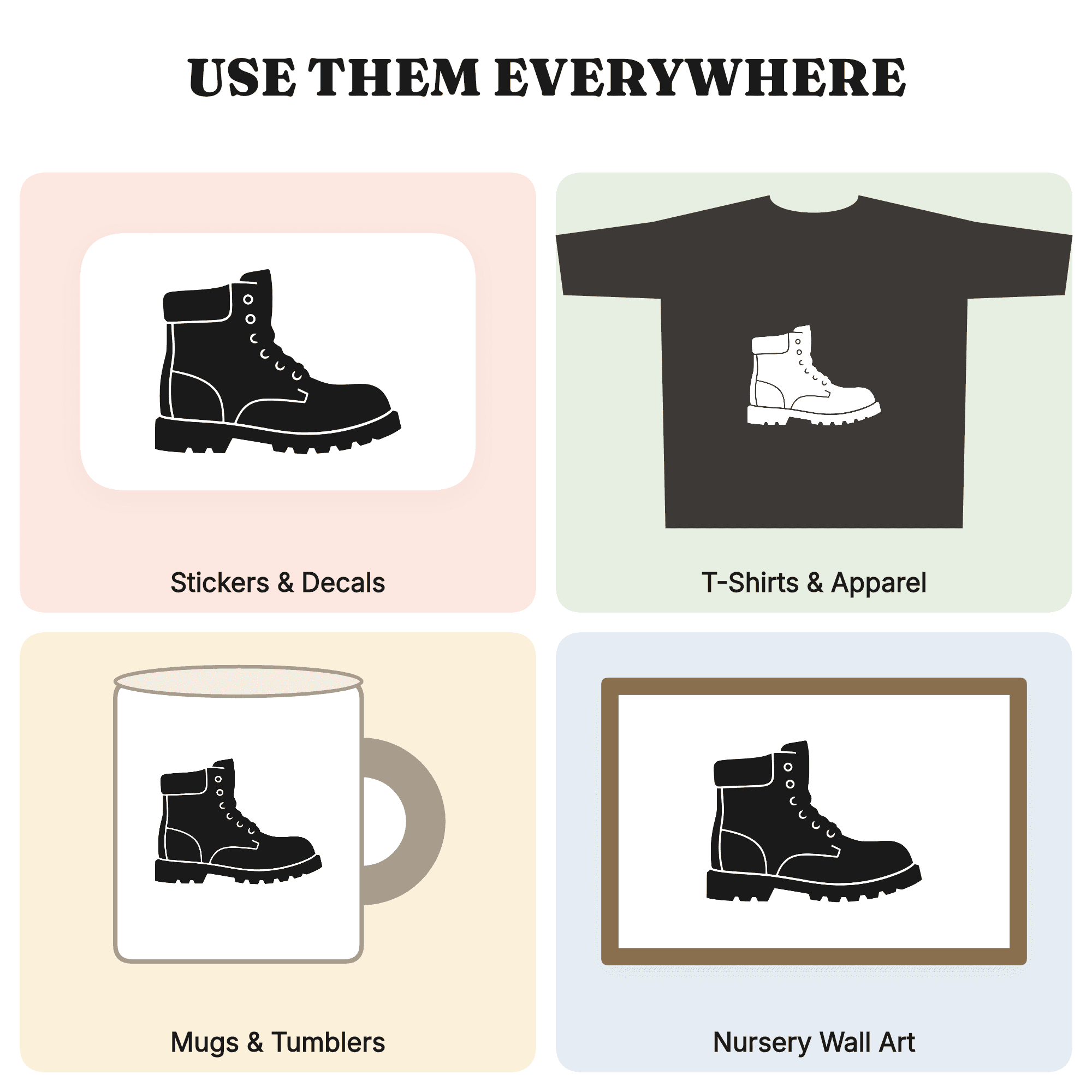 Labor Day Work Boot SVG PNG, Hardworking Hero Silhouette Cut File, Brutalist Worker Boot Design — view 3