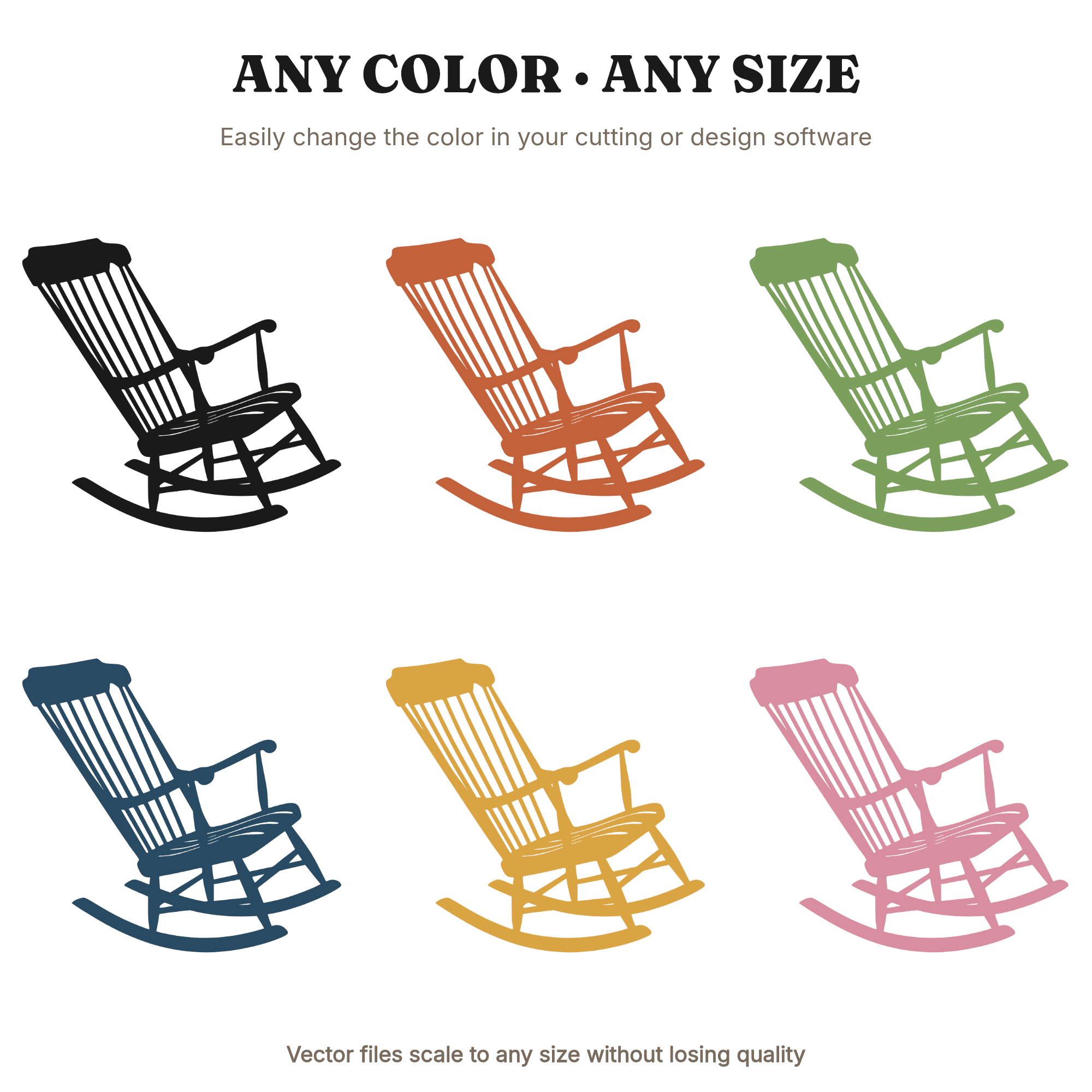 Vintage Rocking Chair SVG PNG Silhouette Grandparents Day Cut File Retro 1950s Americana Decor — view 2