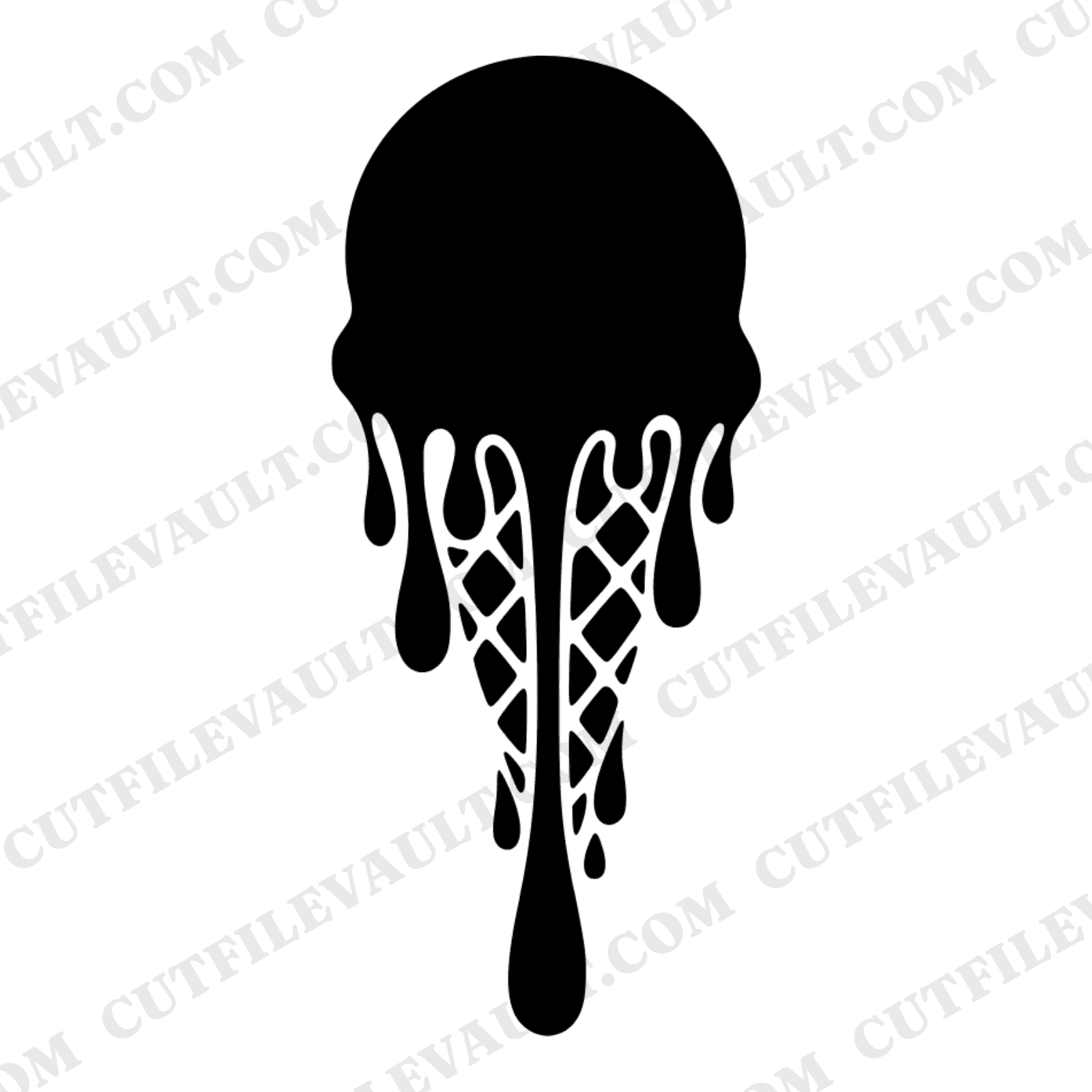 Melting Ice Cream Cone SVG PNG Art Nouveau Drips Vintage Summer Cut File National Ice Cream Day — view 1