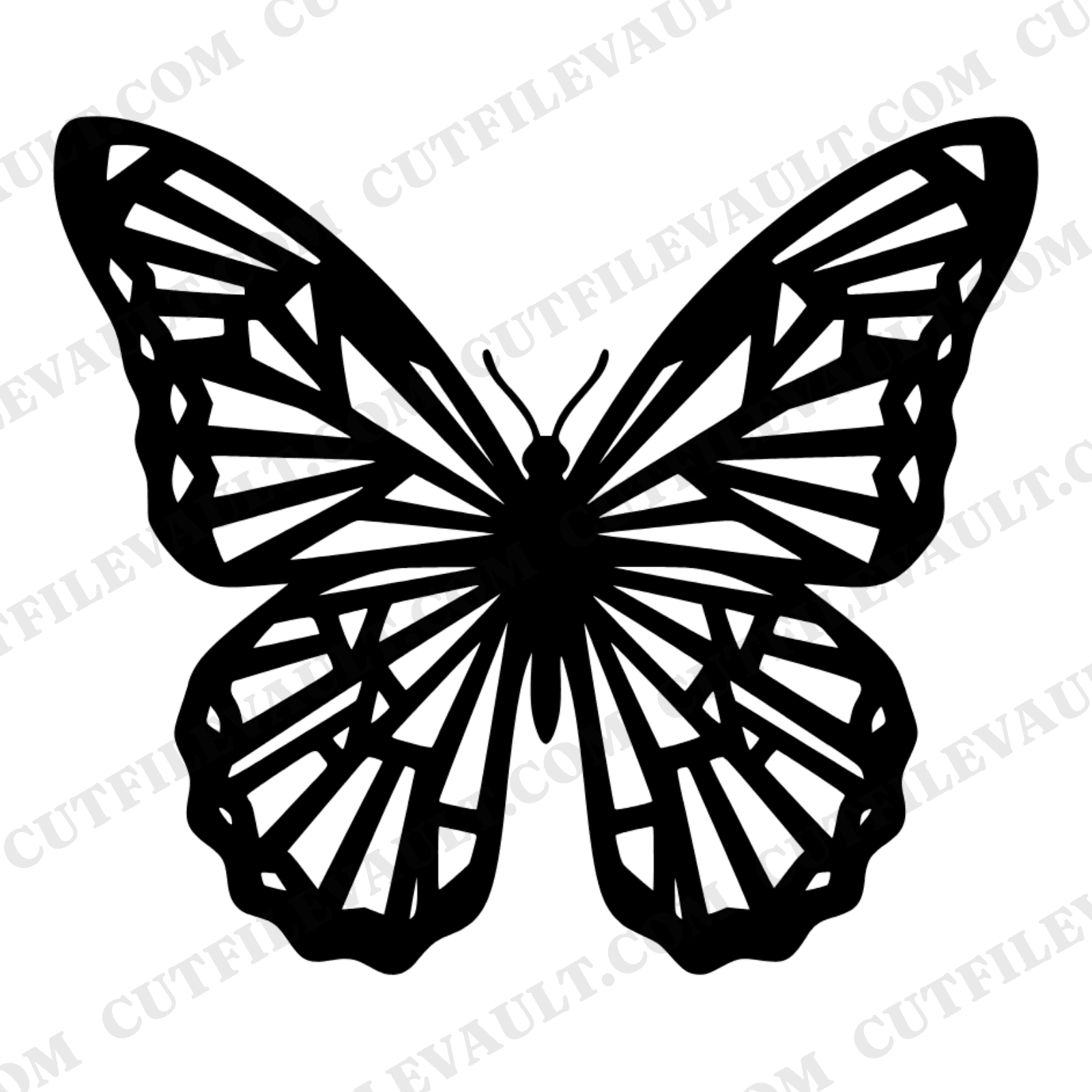 Summer Solstice Butterfly SVG PNG Cut File | Modern Brutalist Geometric Wings Papercut Design — view 1