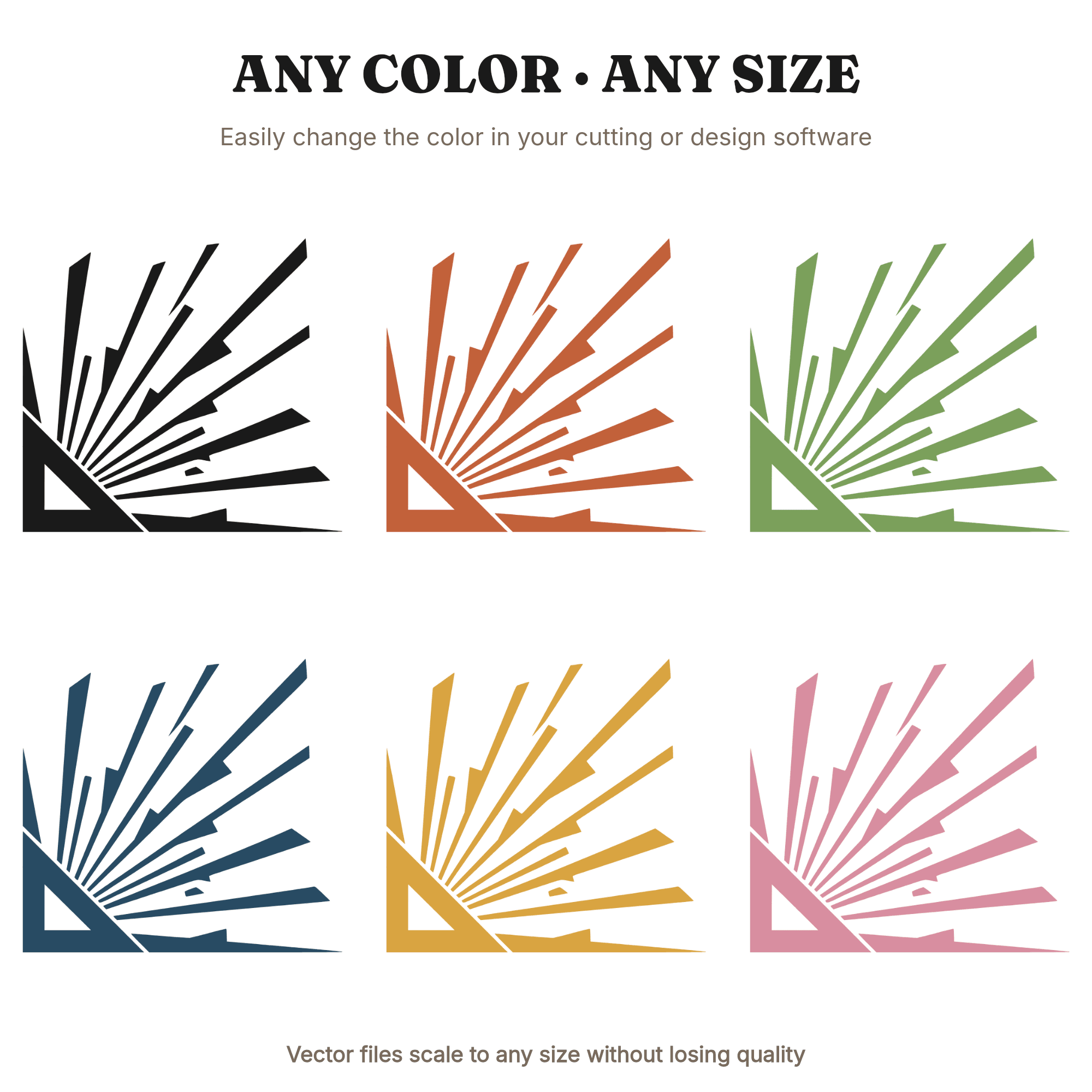 Summer Solstice SVG PNG Carpenter Square Sunburst Mid Century Cut File Cricut Silhouette Design — view 2