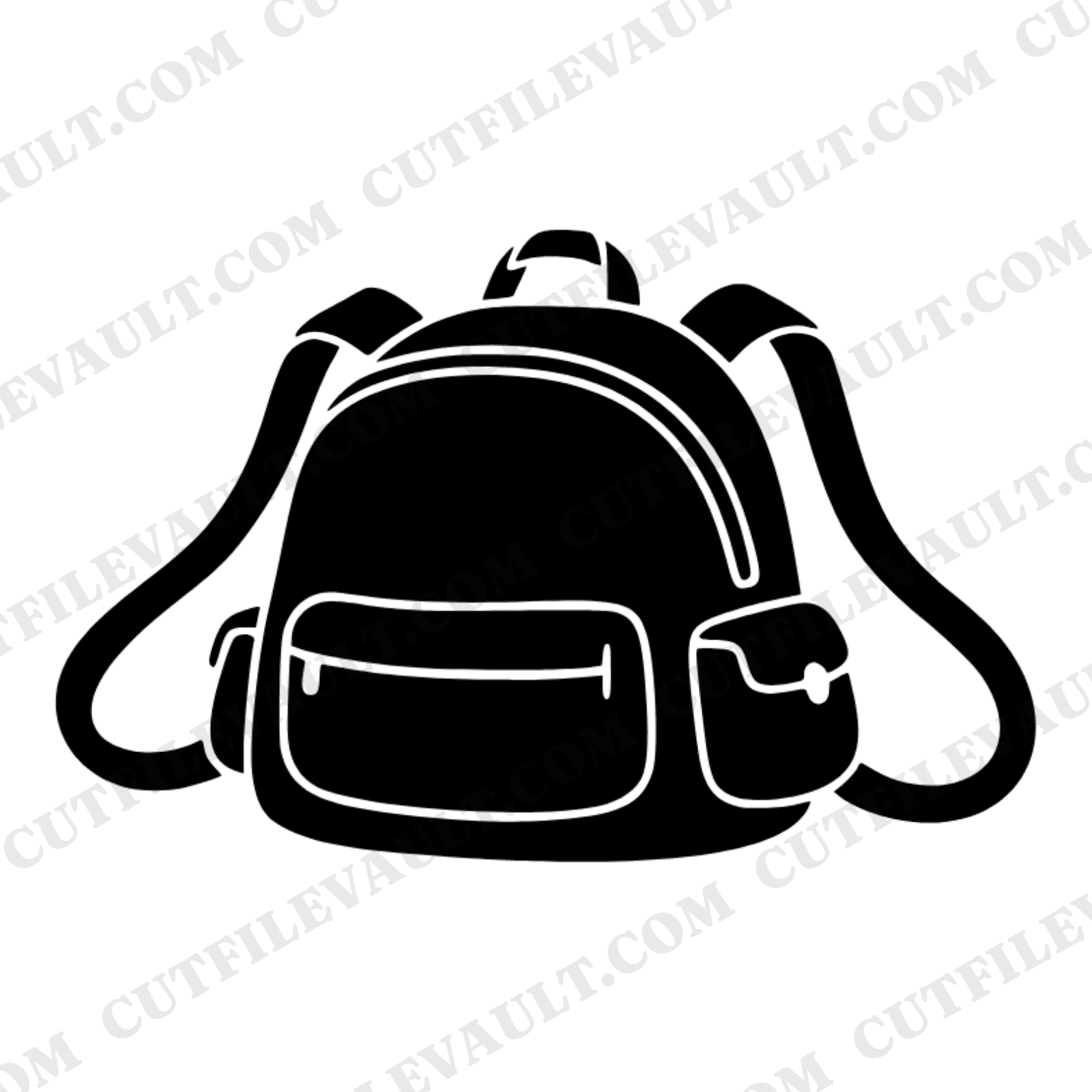 Tired Kawaii Backpack SVG PNG, Flopped Forward School Bag Cut File, Back to School Silhouette — view 1