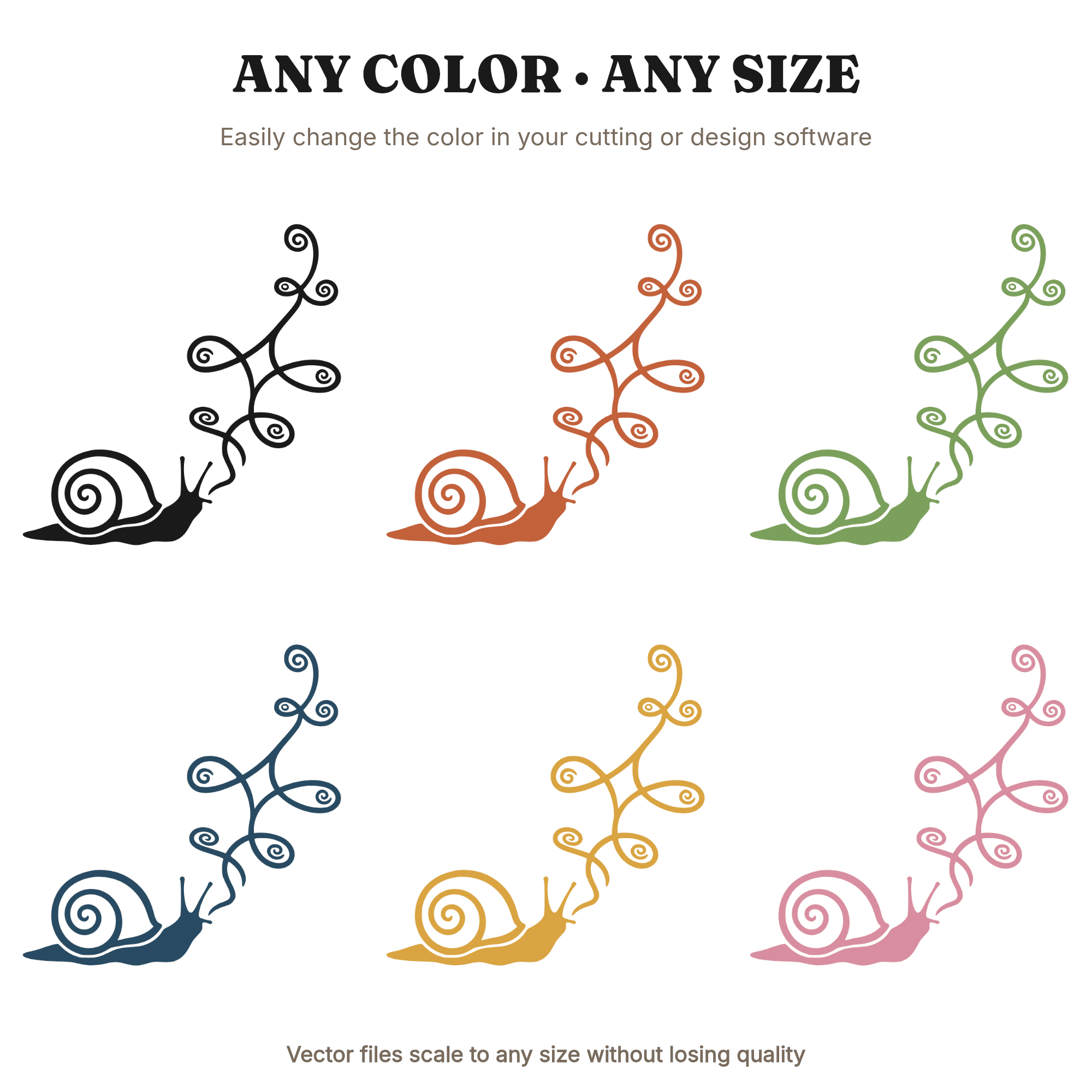 Summer Solstice Snail SVG PNG, Garden Snail with Trail Cut File, Whimsical Nature Clipart Design — view 2