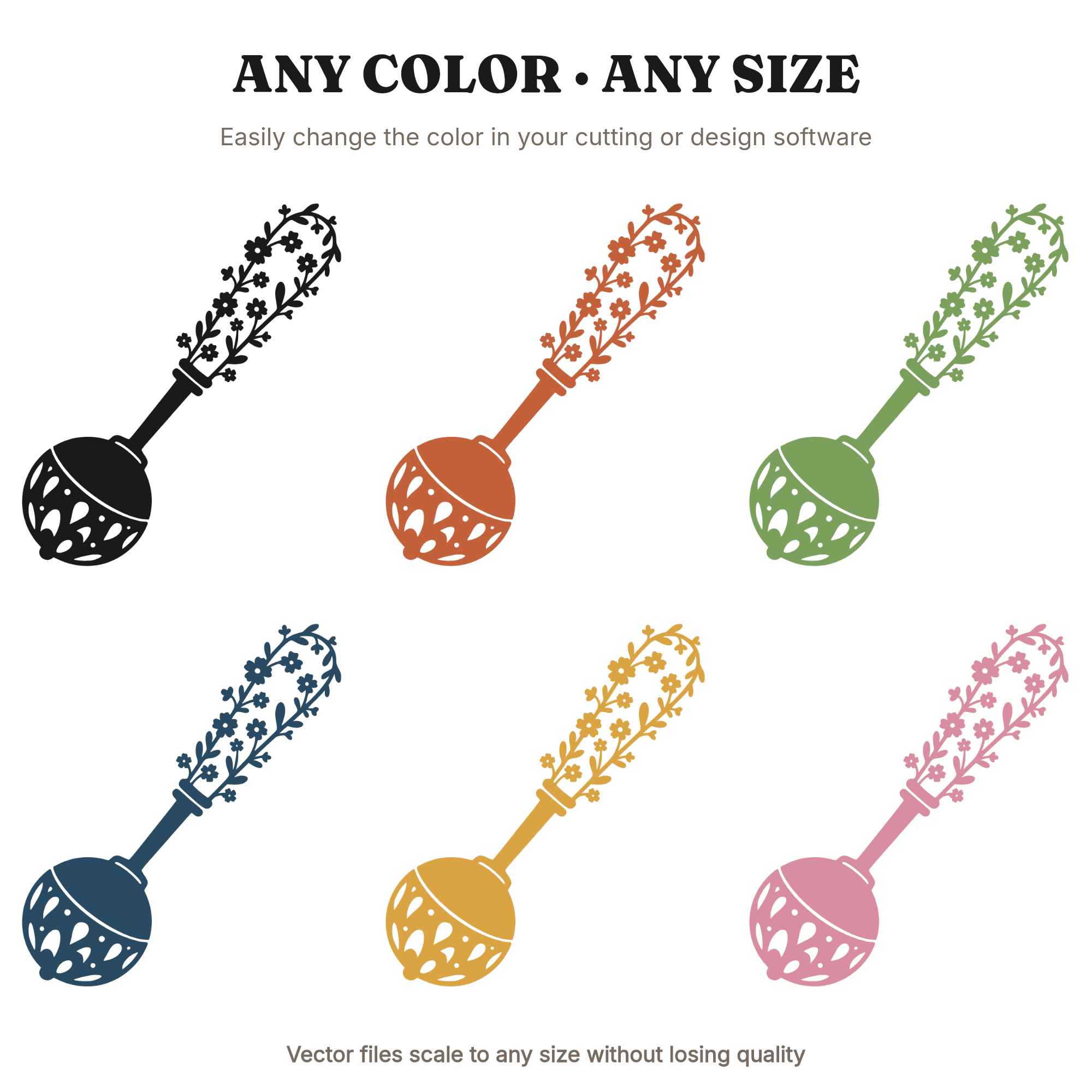 Vintage Ice Cream Scooper SVG PNG, Cottagecore Floral Kitchen Utensil Cut File, Farmhouse Decor — view 2