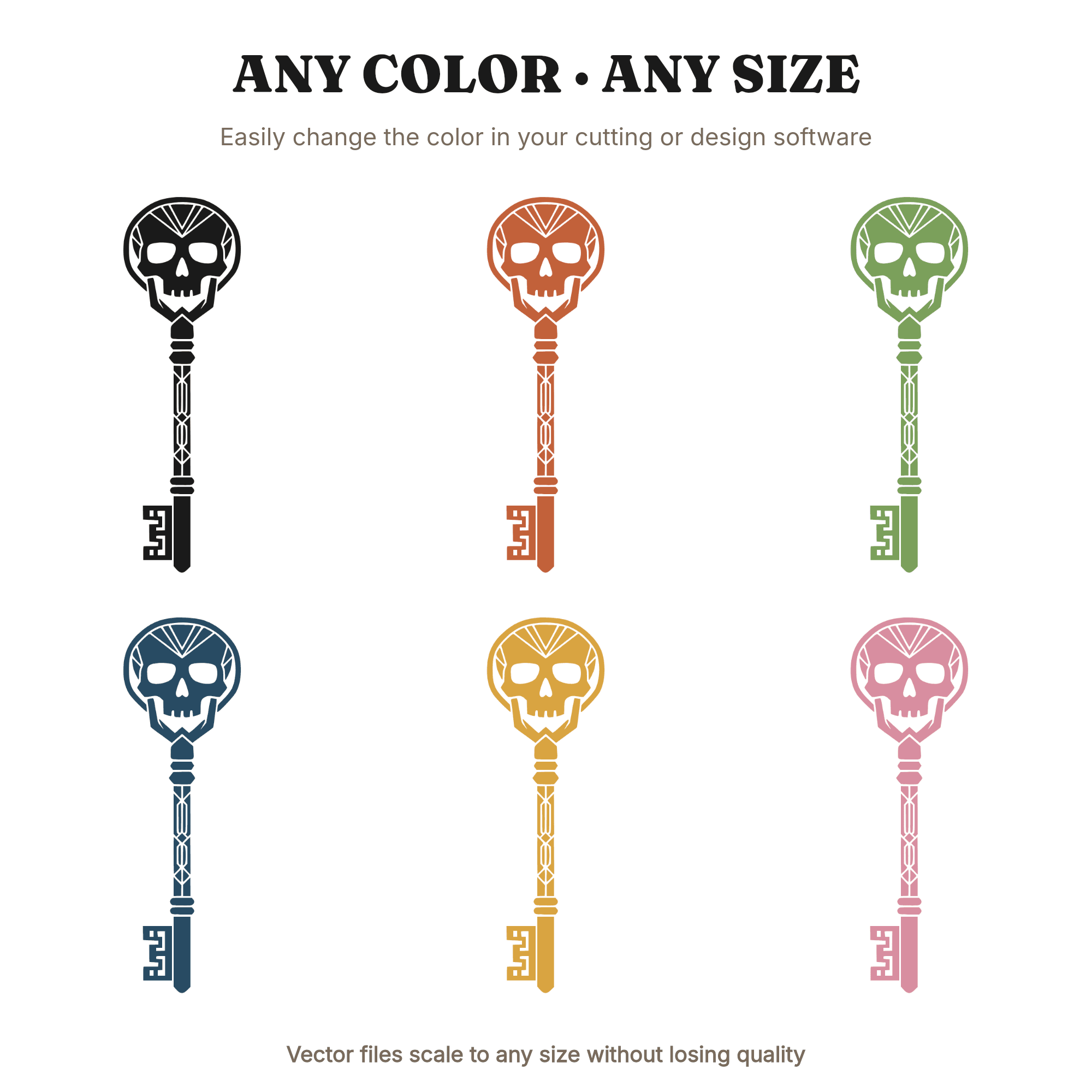 Art Deco Skeleton Key SVG PNG, Skull Bow Cut File, Halloween Vintage Key Design for Cricut — view 2