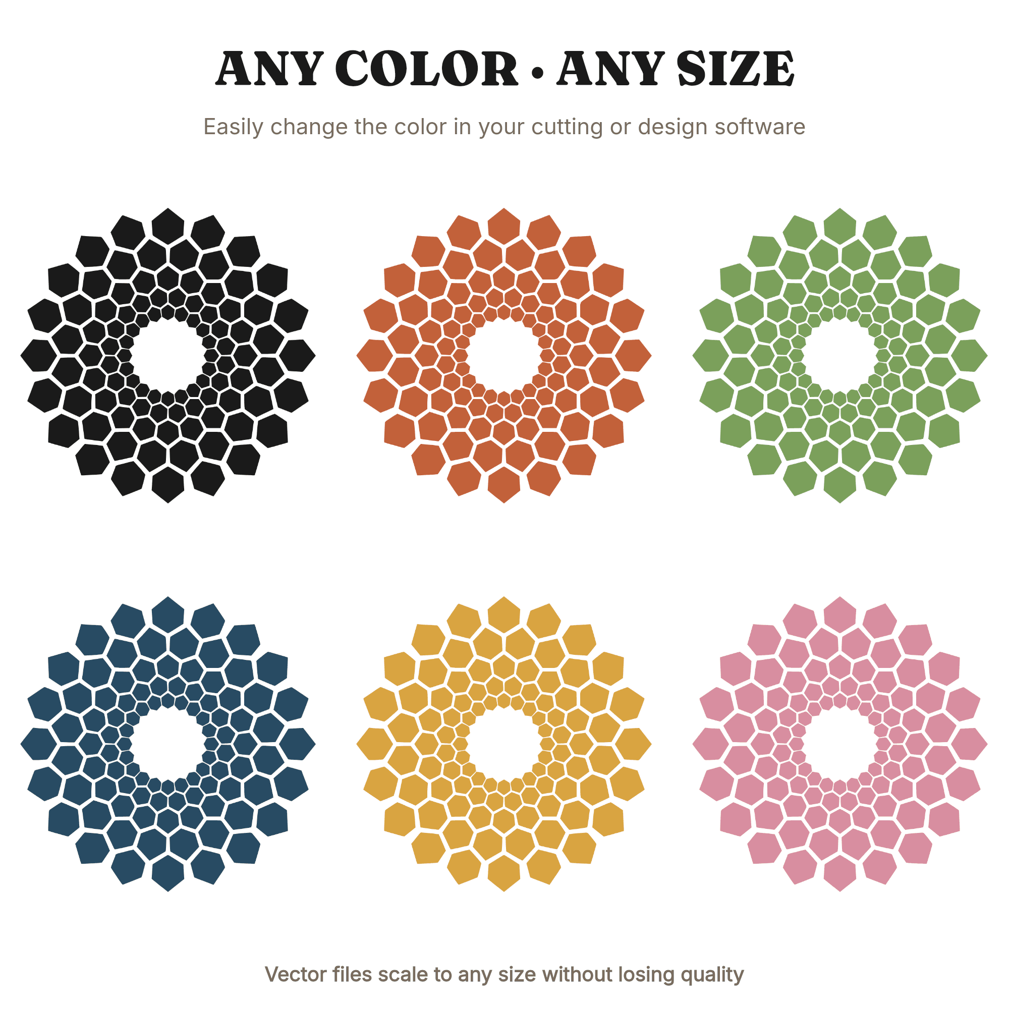 Summer Solstice Honeycomb Mandala SVG PNG, Retro 70s Hexagon Geometric Cut File, Sacred Geometry — view 2