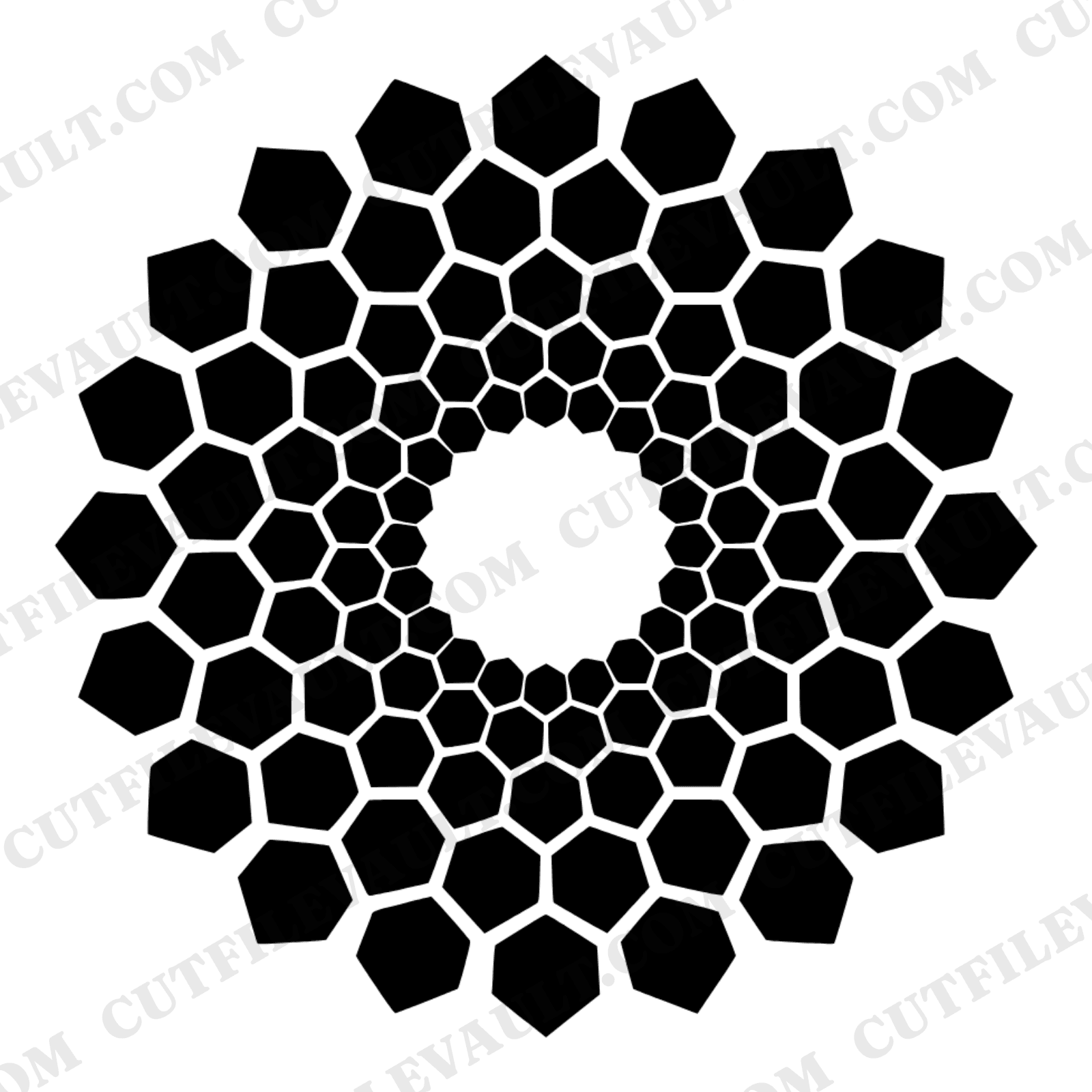 Summer Solstice Honeycomb Mandala SVG PNG, Retro 70s Hexagon Geometric Cut File, Sacred Geometry — view 1