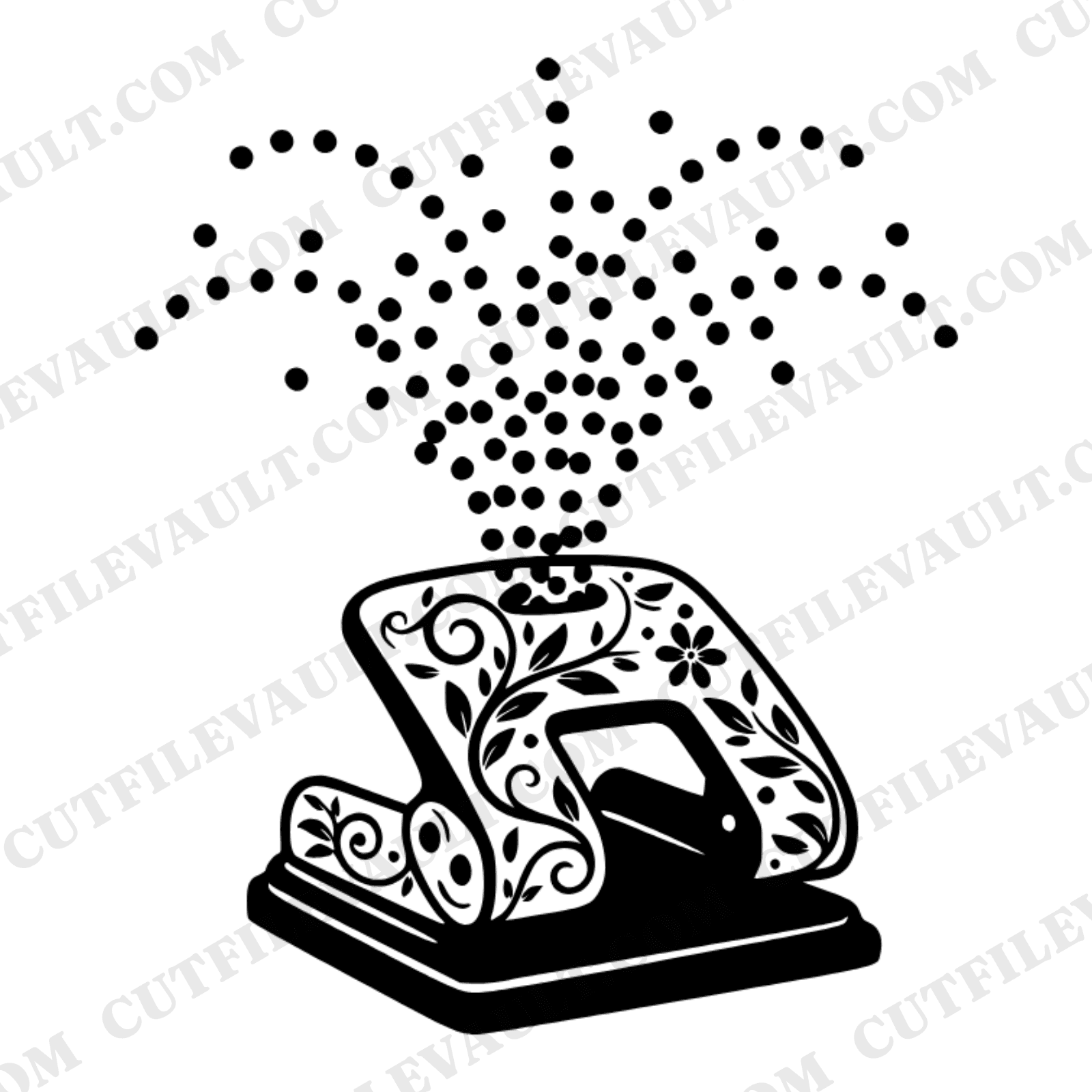 Vintage Botanical Three Hole Punch SVG PNG, Back to School Confetti Arc Cut File for Cricut — view 1