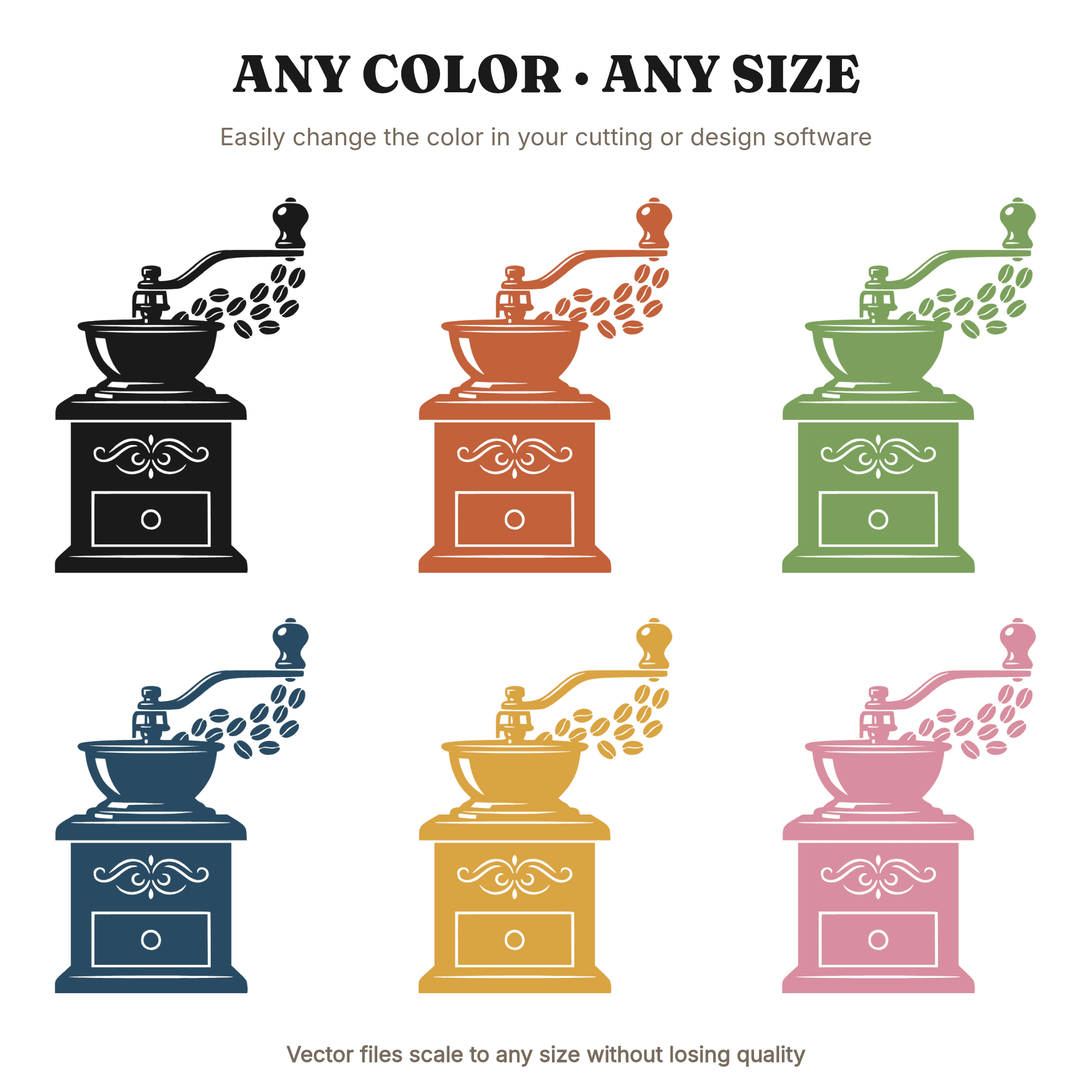 Vintage Coffee Grinder SVG PNG, Coffee Beans Tumbling Design, National Coffee Day Cut File — view 2