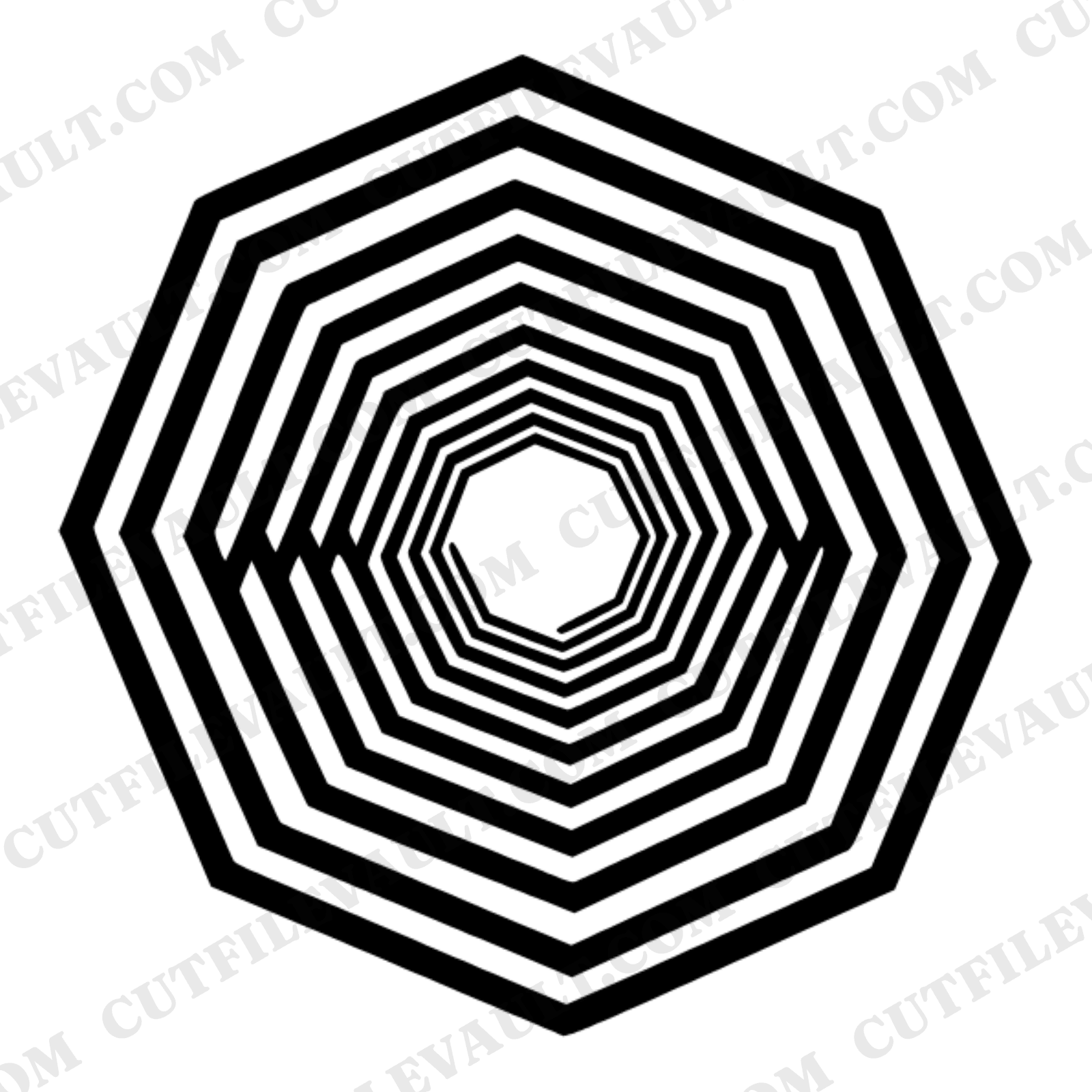 Honeycomb Tunnel SVG PNG, Concentric Hexagon Layers Cut File, Mid Century Geometric Design — view 1