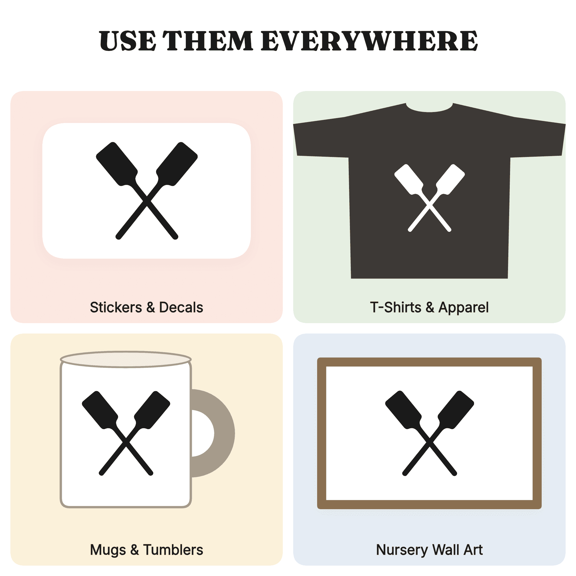 Vintage Ice Cream Churn Paddles SVG PNG, Crossed Dashers Line Art, Retro Kitchen Tool Cut File — view 3