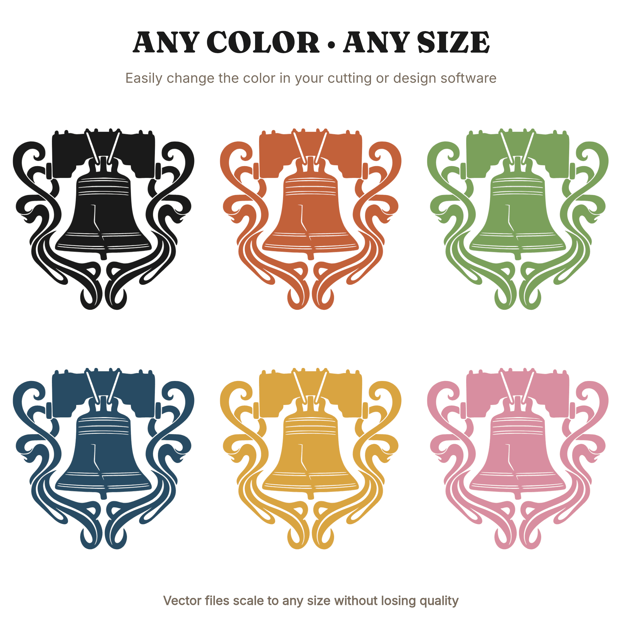 Art Nouveau Liberty Bell SVG PNG, Vintage Patriotic Independence Day Cut File, 4th of July Design — view 2