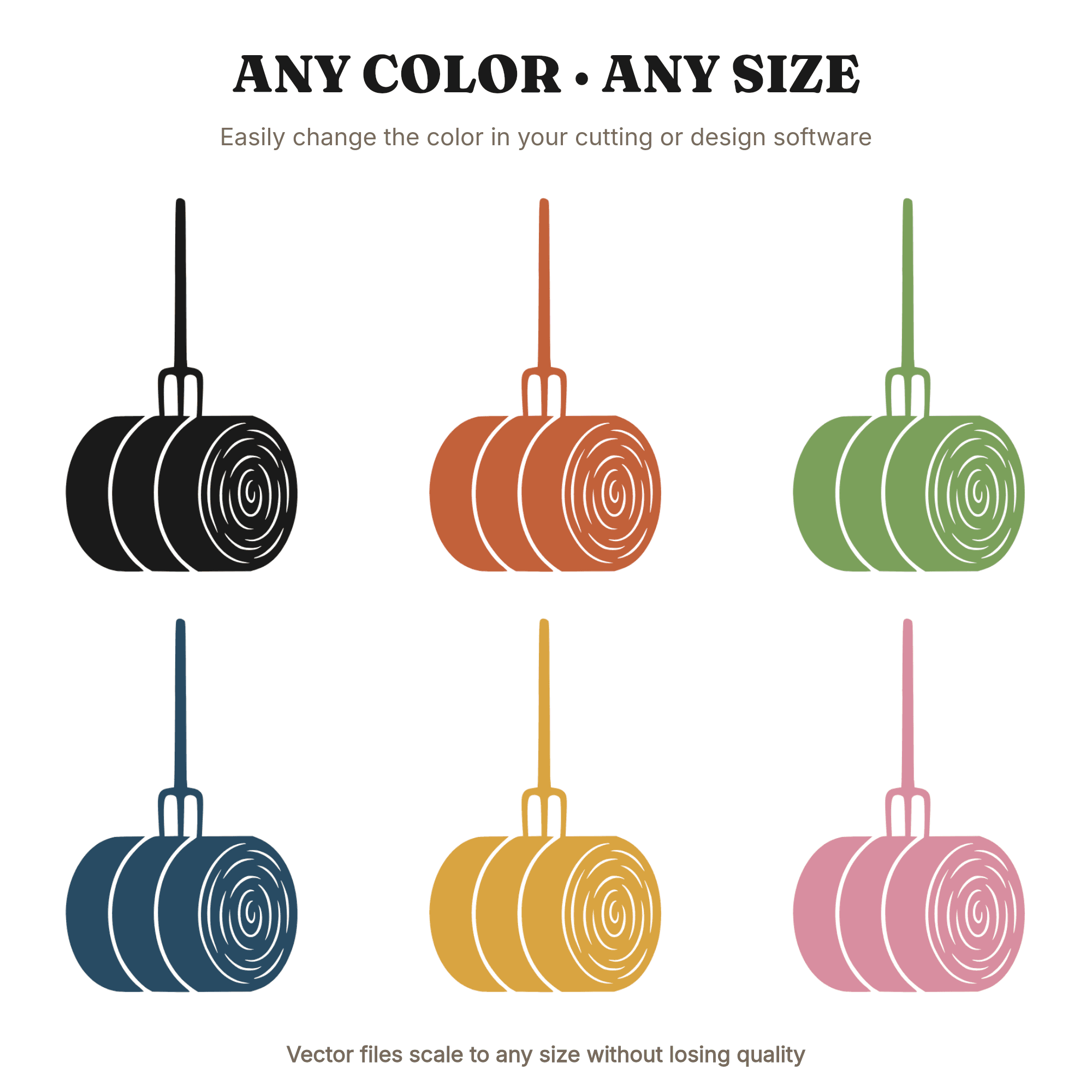 Harvest Hay Bale SVG PNG, Autumn Farm Pitchfork Cut File, Fall Harvest Scandinavian Line Art — view 2