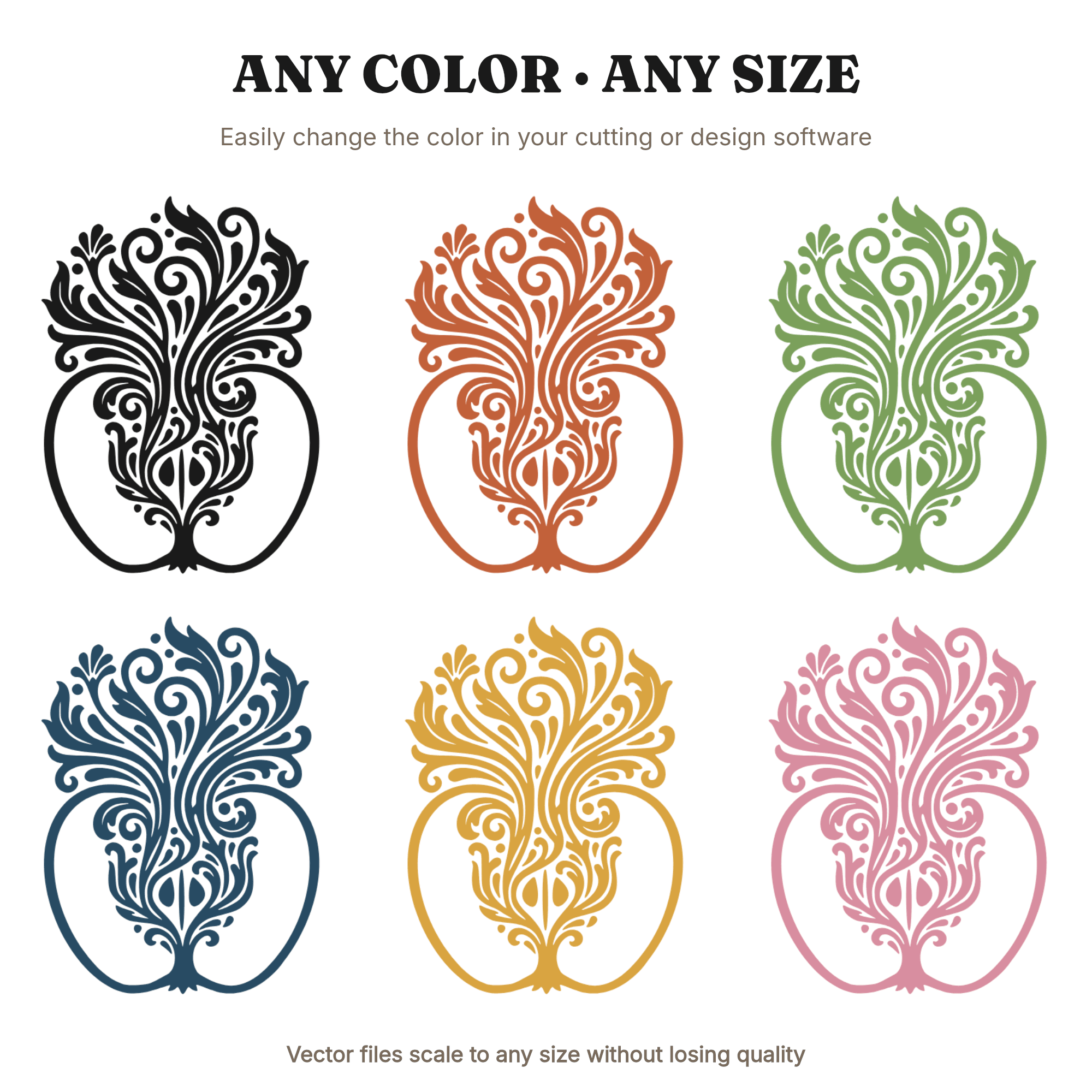 Apple Core Art Nouveau SVG PNG, Back to School Cascade Design, Botanical Cut File, Vintage Apple — view 2