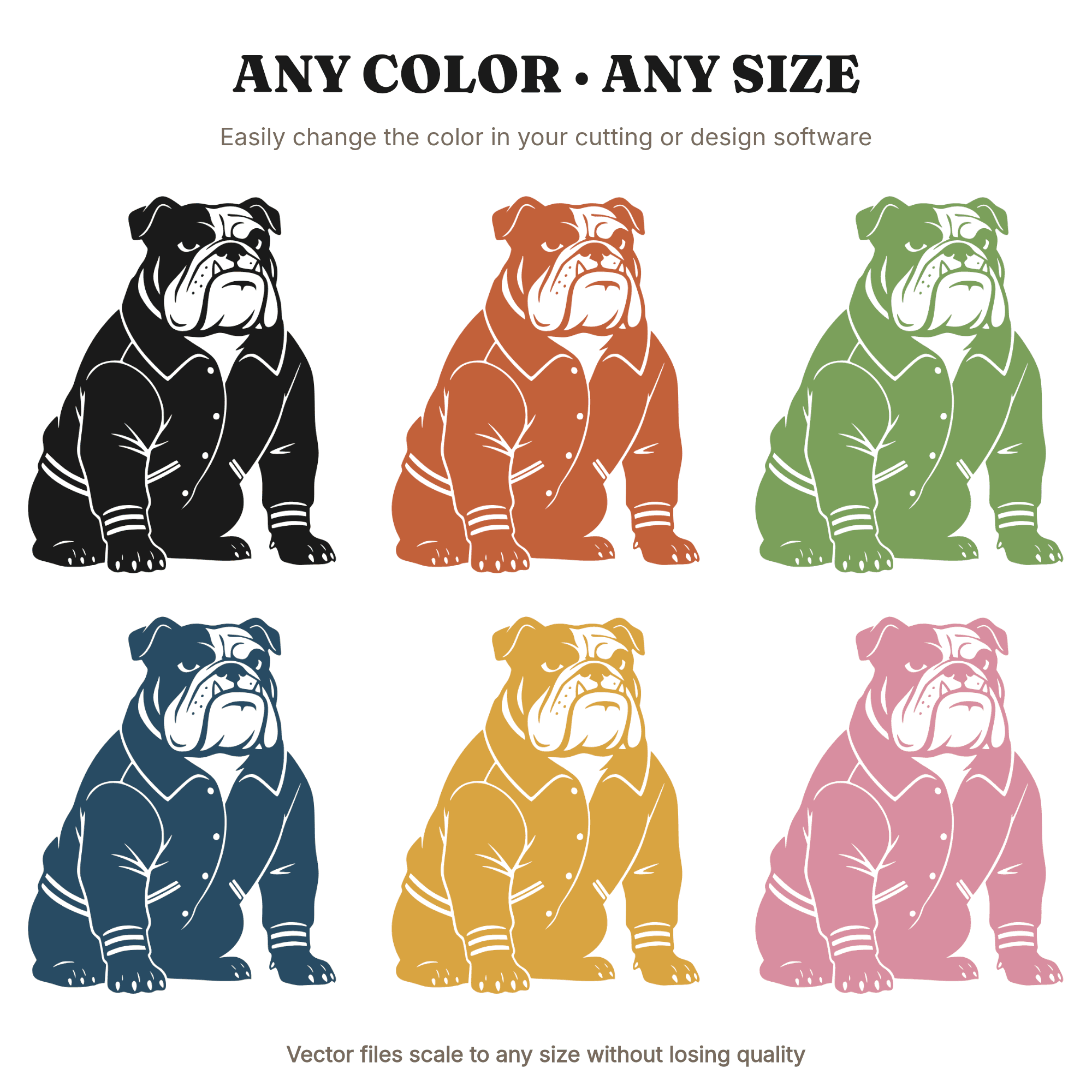 Varsity Bulldog Mascot SVG PNG, School Spirit Silhouette Cut File, Letterman Jacket Bulldog Design — view 2