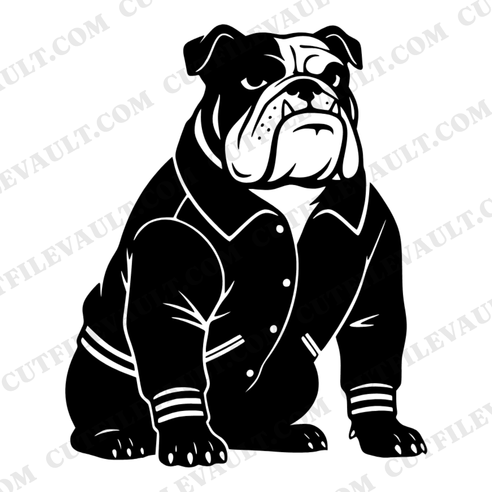 Varsity Bulldog Mascot SVG PNG, School Spirit Silhouette Cut File, Letterman Jacket Bulldog Design — view 1