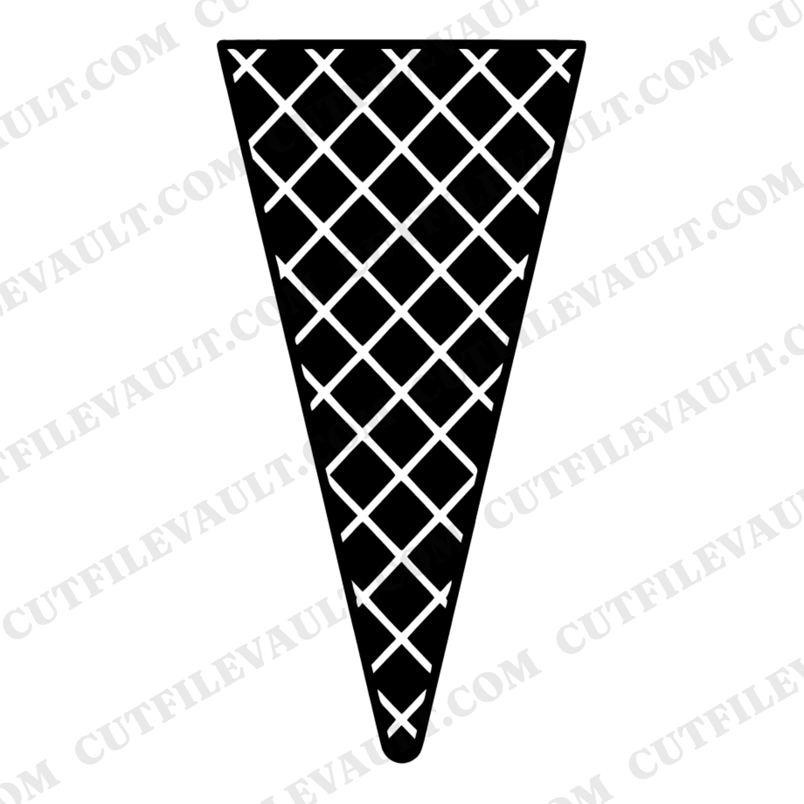 Waffle Cone SVG, Ice Cream Cone Silhouette PNG, Diamond Texture Geometric Cut File for Cricut — view 1