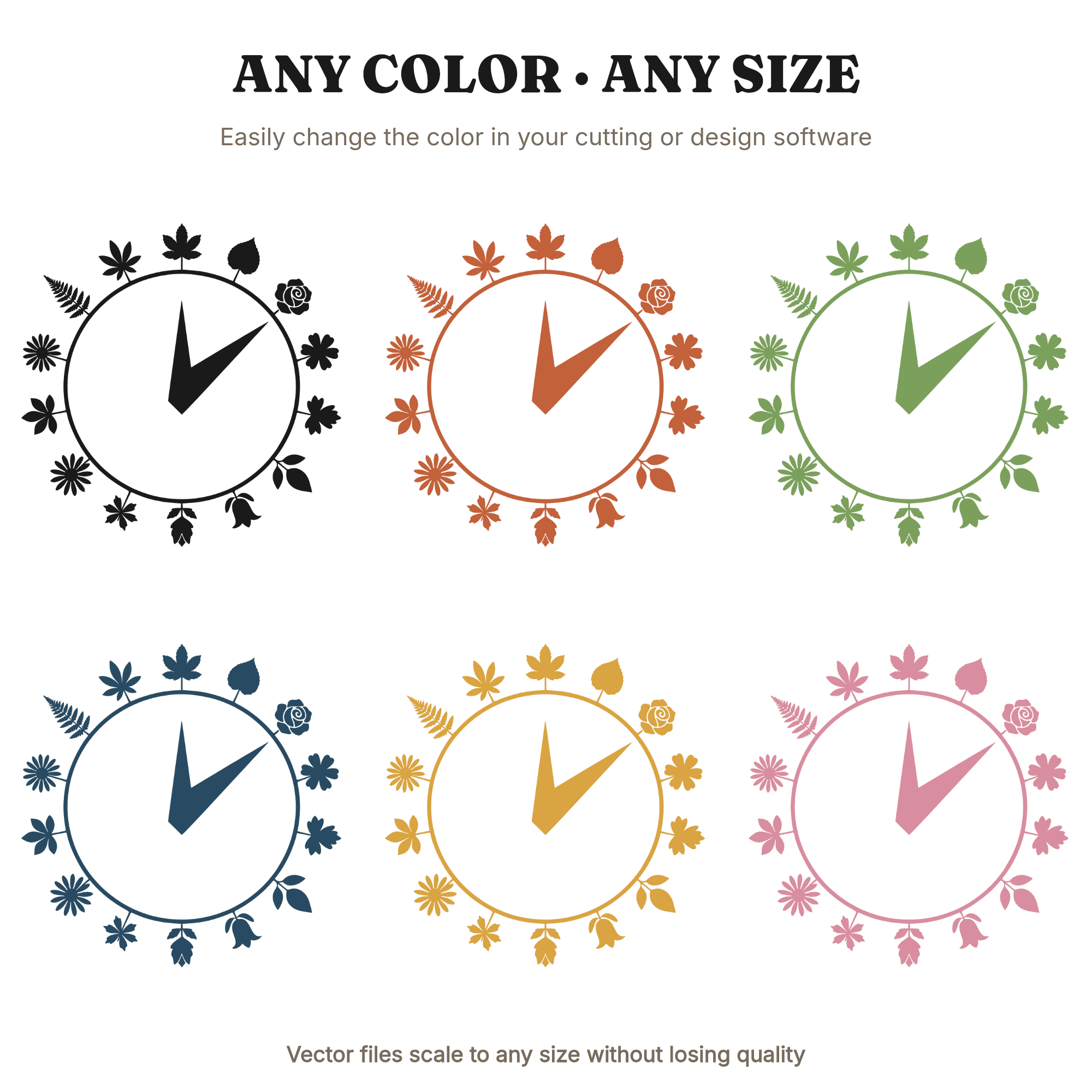 Summer Solstice Sundial SVG PNG, Retro 70s Botanical Clock Cut File, Vintage Herbarium Wildflower — view 2