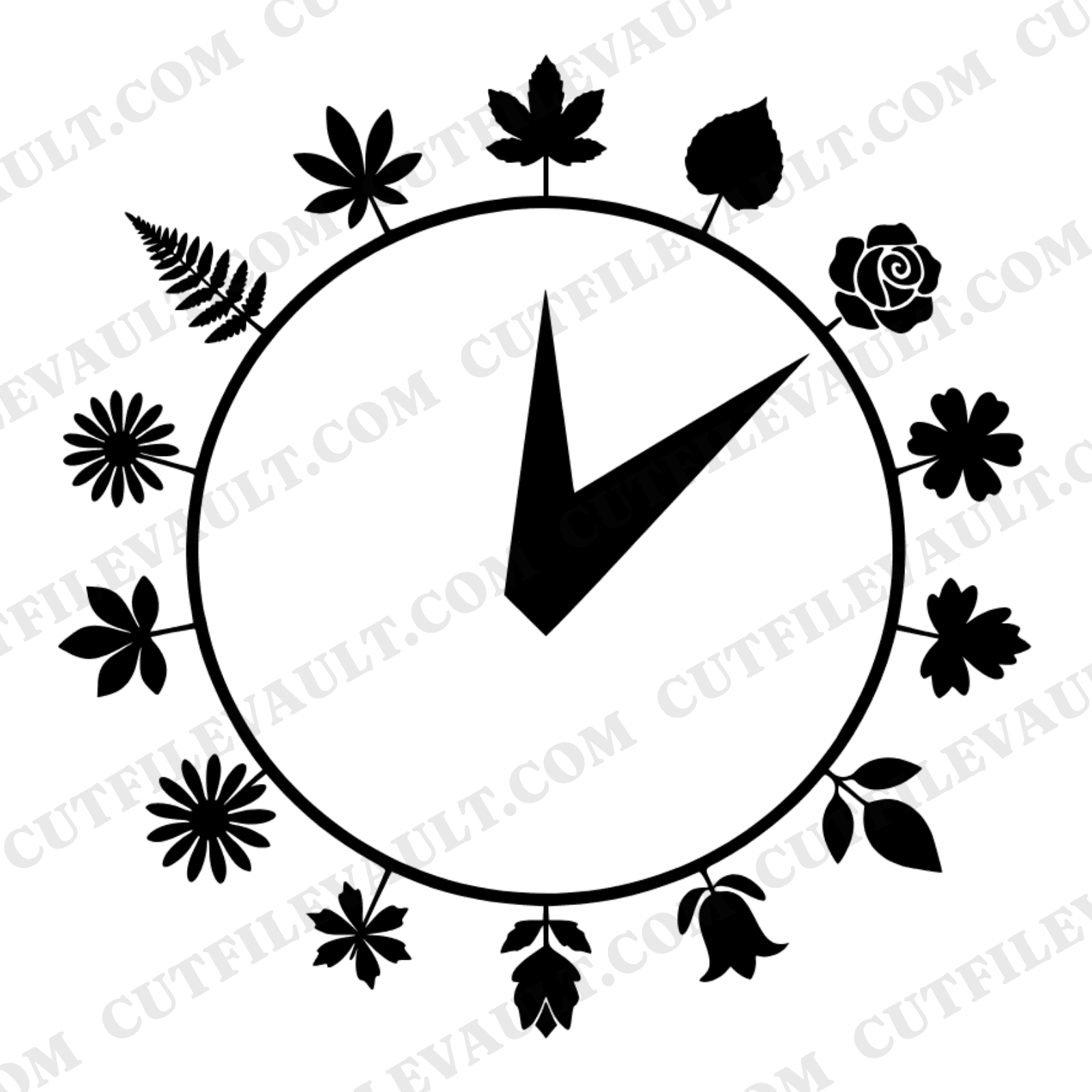 Summer Solstice Sundial SVG PNG, Retro 70s Botanical Clock Cut File, Vintage Herbarium Wildflower — view 1