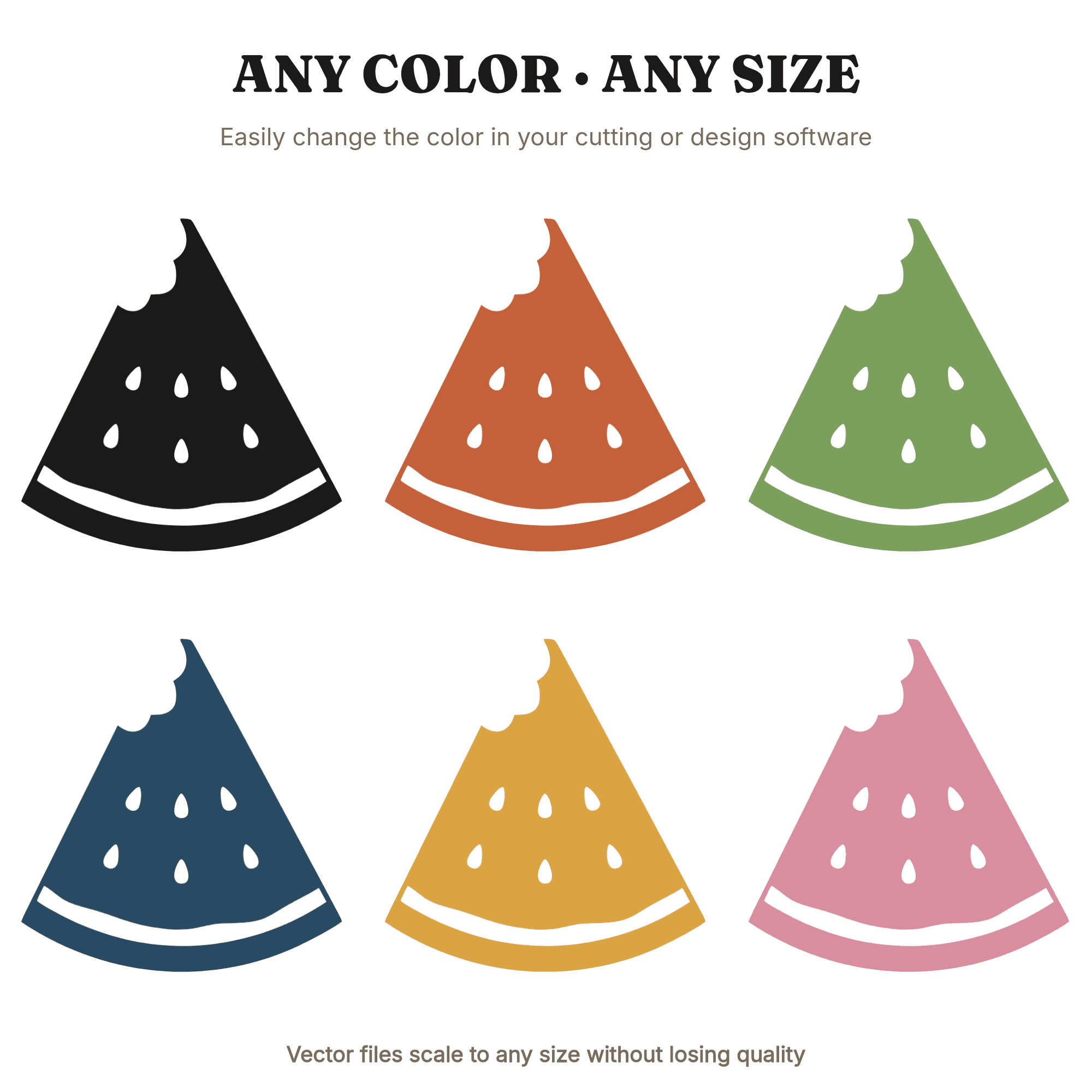 Art Deco Watermelon Wedge SVG PNG, Geometric Watermelon with Bite Cut File, Summer Fruit Design — view 2