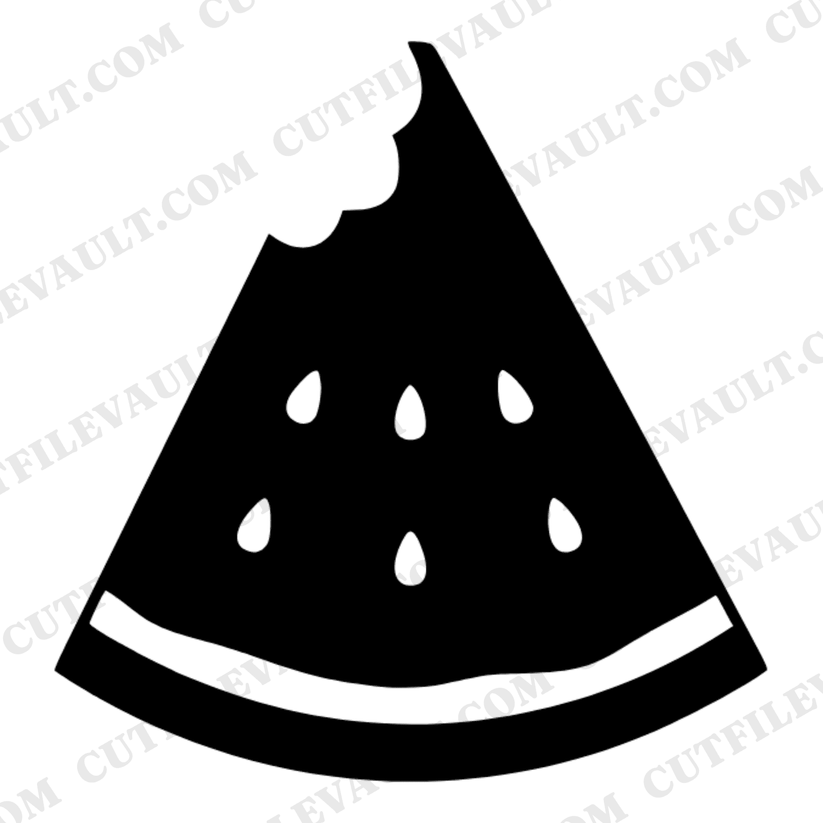 Art Deco Watermelon Wedge SVG PNG, Geometric Watermelon with Bite Cut File, Summer Fruit Design — view 1
