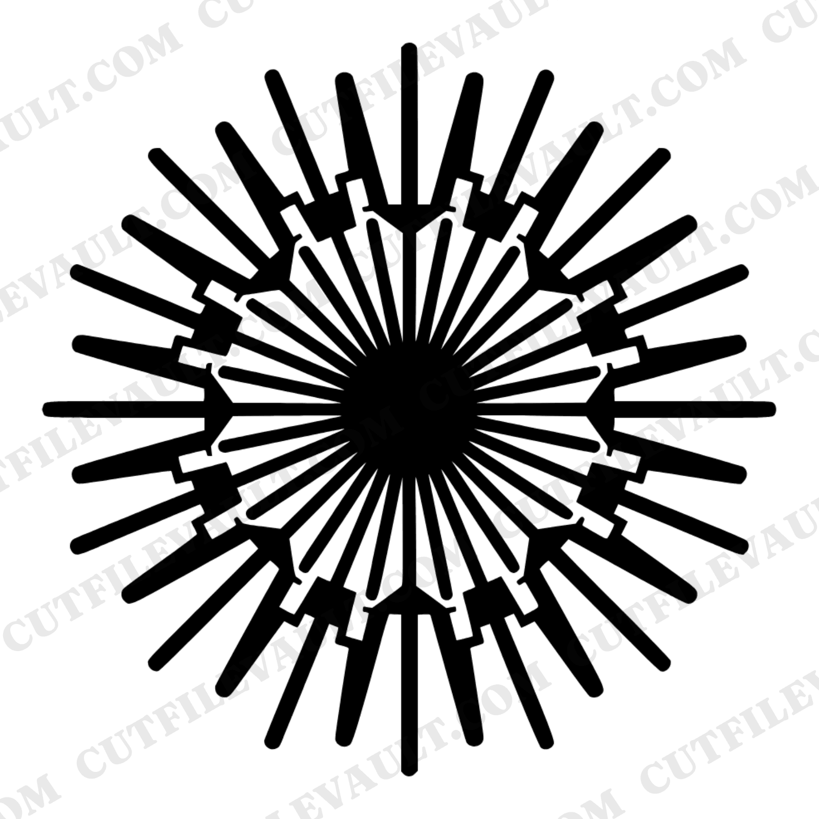 Art Deco Popsicle Stick Mandala SVG PNG, Sunburst Radial Geometric Cut File for Cricut — view 1