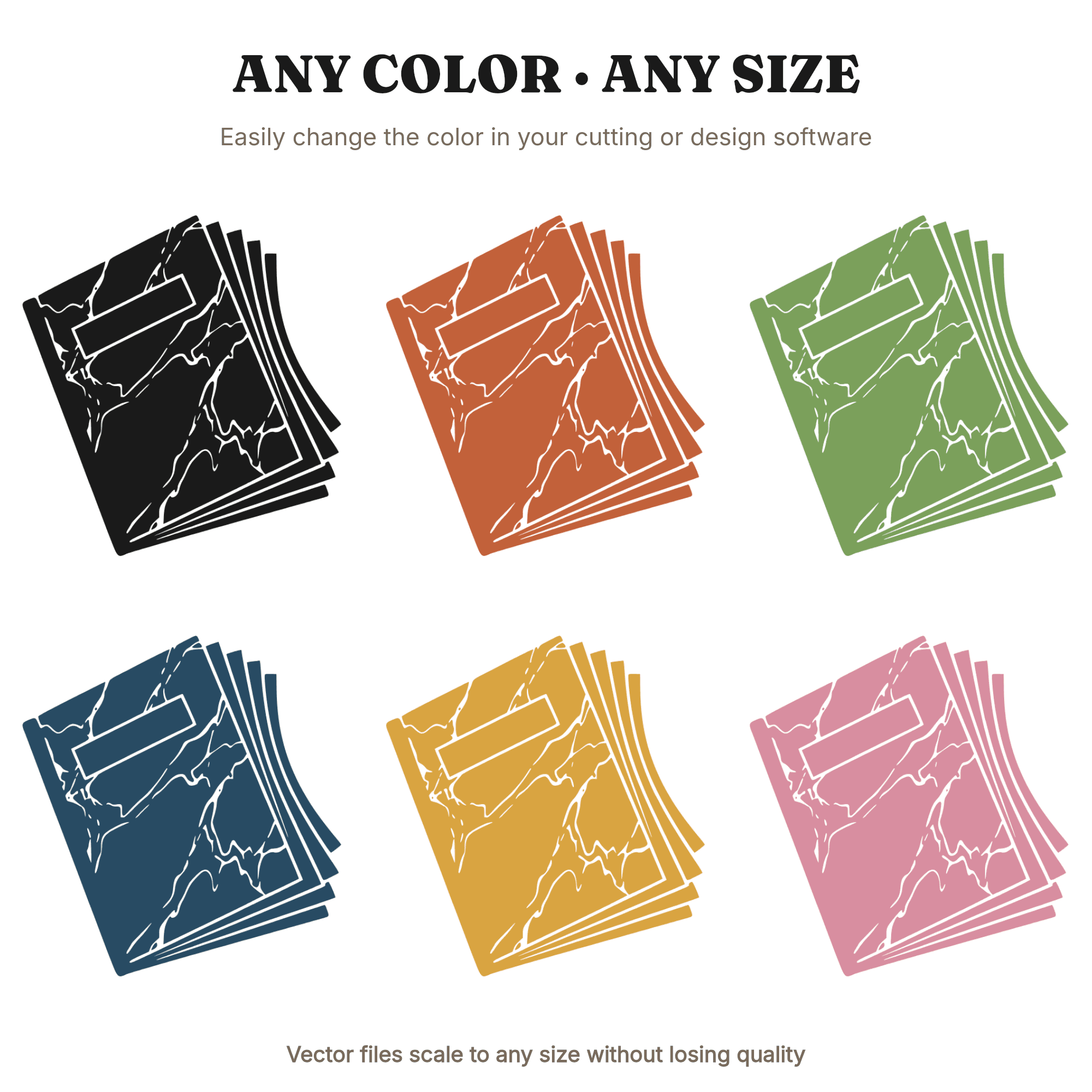 Diagonal Stacked Notebook SVG PNG, Cottagecore Composition Book with Fanning Pages Cut File — view 2