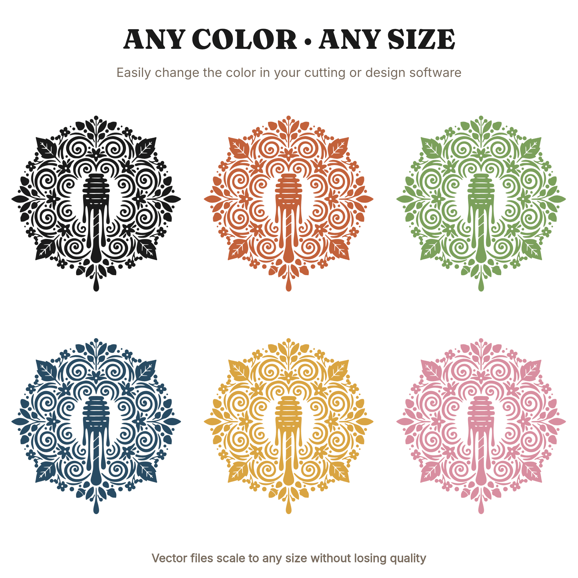 Autumn Equinox Honey Dipper Mandala SVG PNG, Fall Harvest Cottagecore Kitchen Decor Cut File — view 2