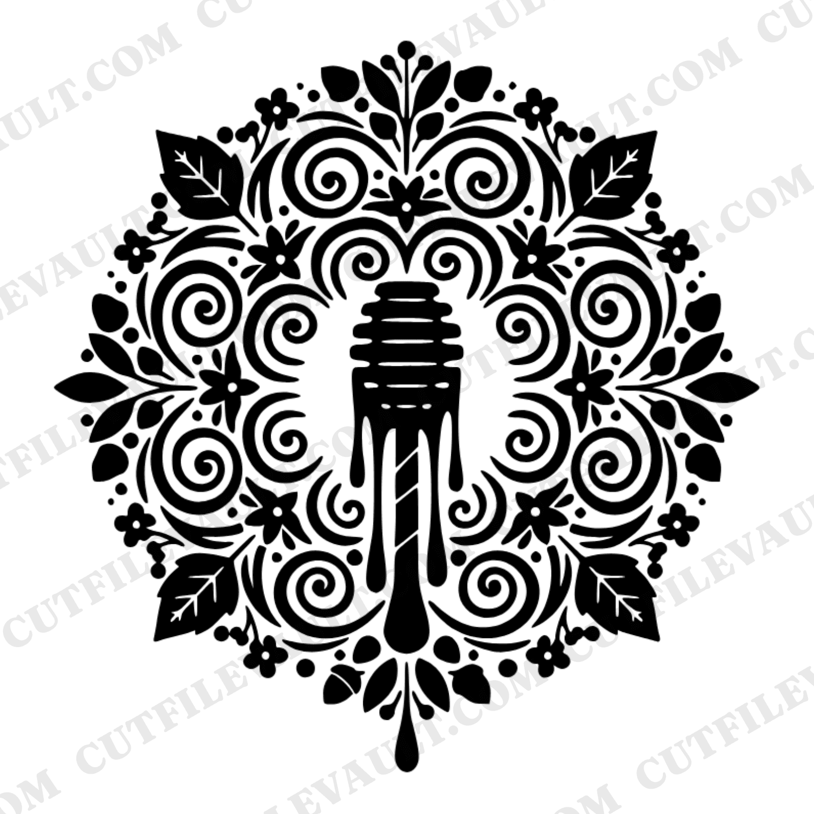 Autumn Equinox Honey Dipper Mandala SVG PNG, Fall Harvest Cottagecore Kitchen Decor Cut File — view 1