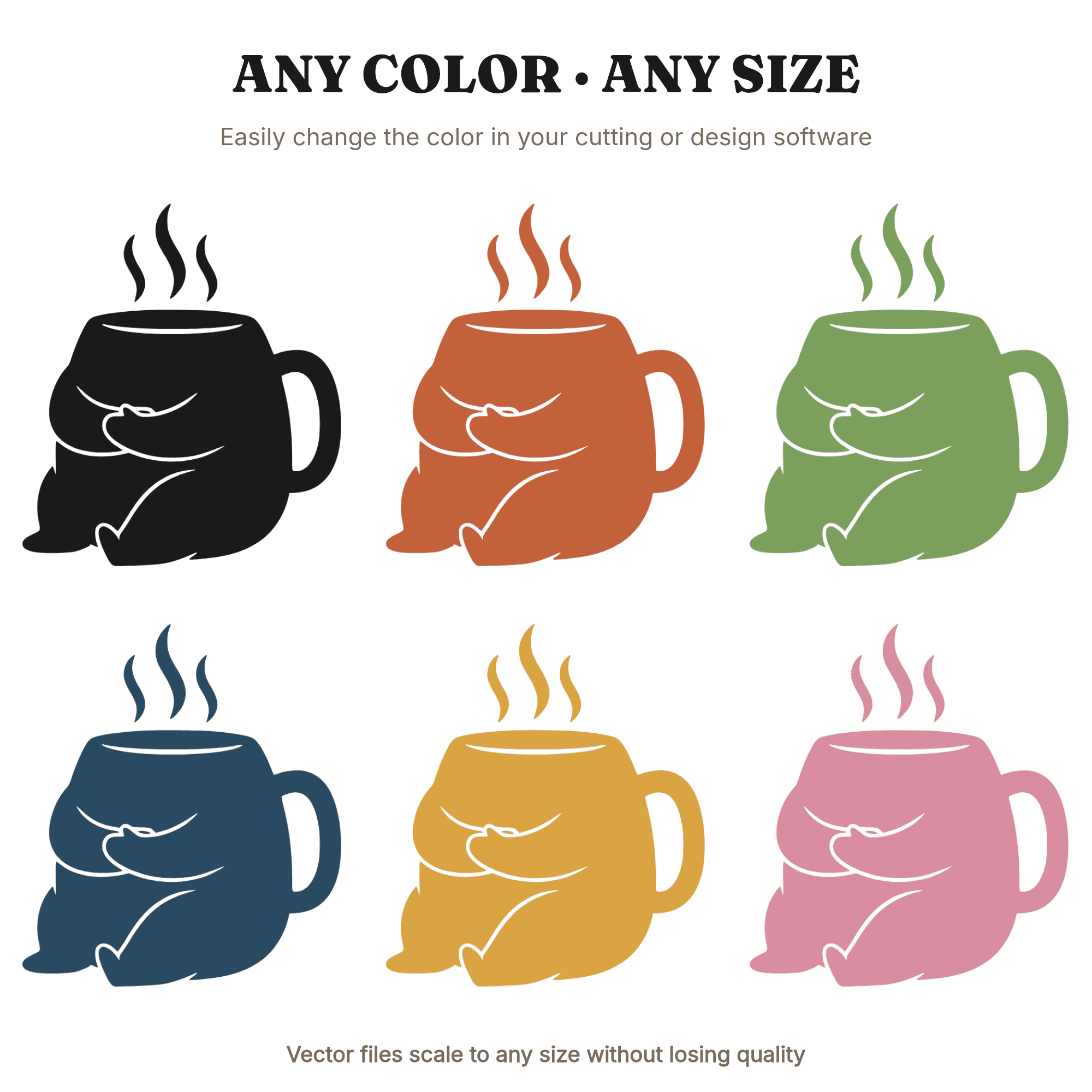 Autumn Kawaii Mug Self Hug SVG PNG, Cozy Coffee Cup Silhouette, Fall Pumpkin Spice Cut File — view 2