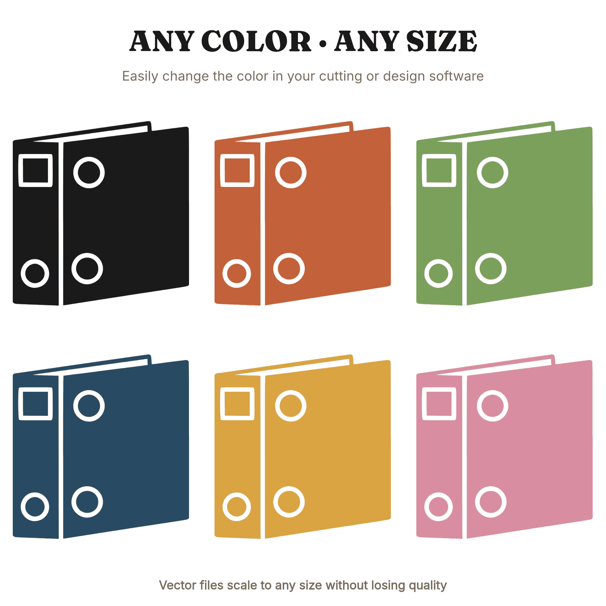 Art Deco Binder SVG PNG, Retro School Supply Cut File, Three Ring Binder Clipart, Back to School — view 2