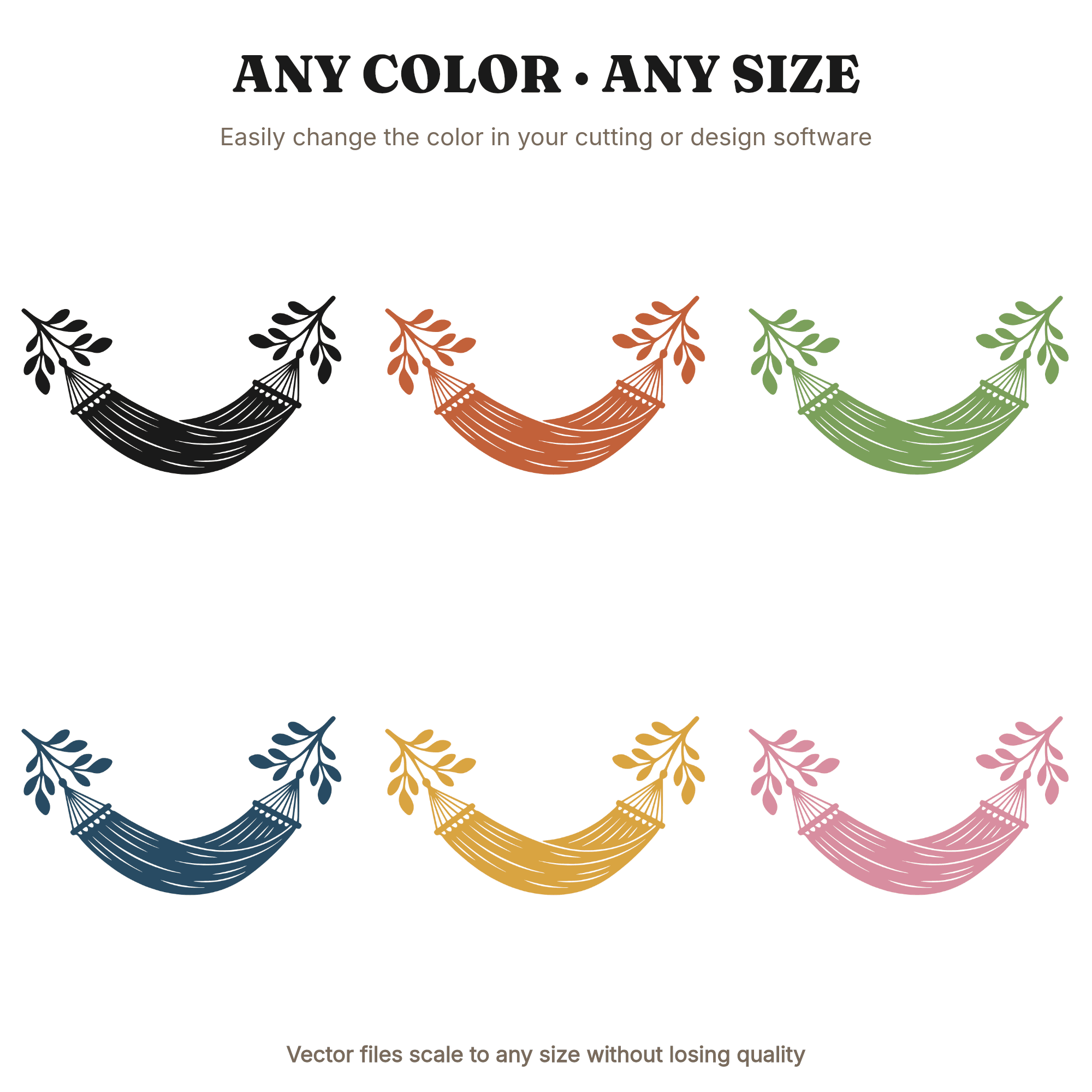 Hammock Botanical SVG PNG, Retro 70s Relaxation Day Cut File, Overhead Hammock Design, Summer Vibes — view 2