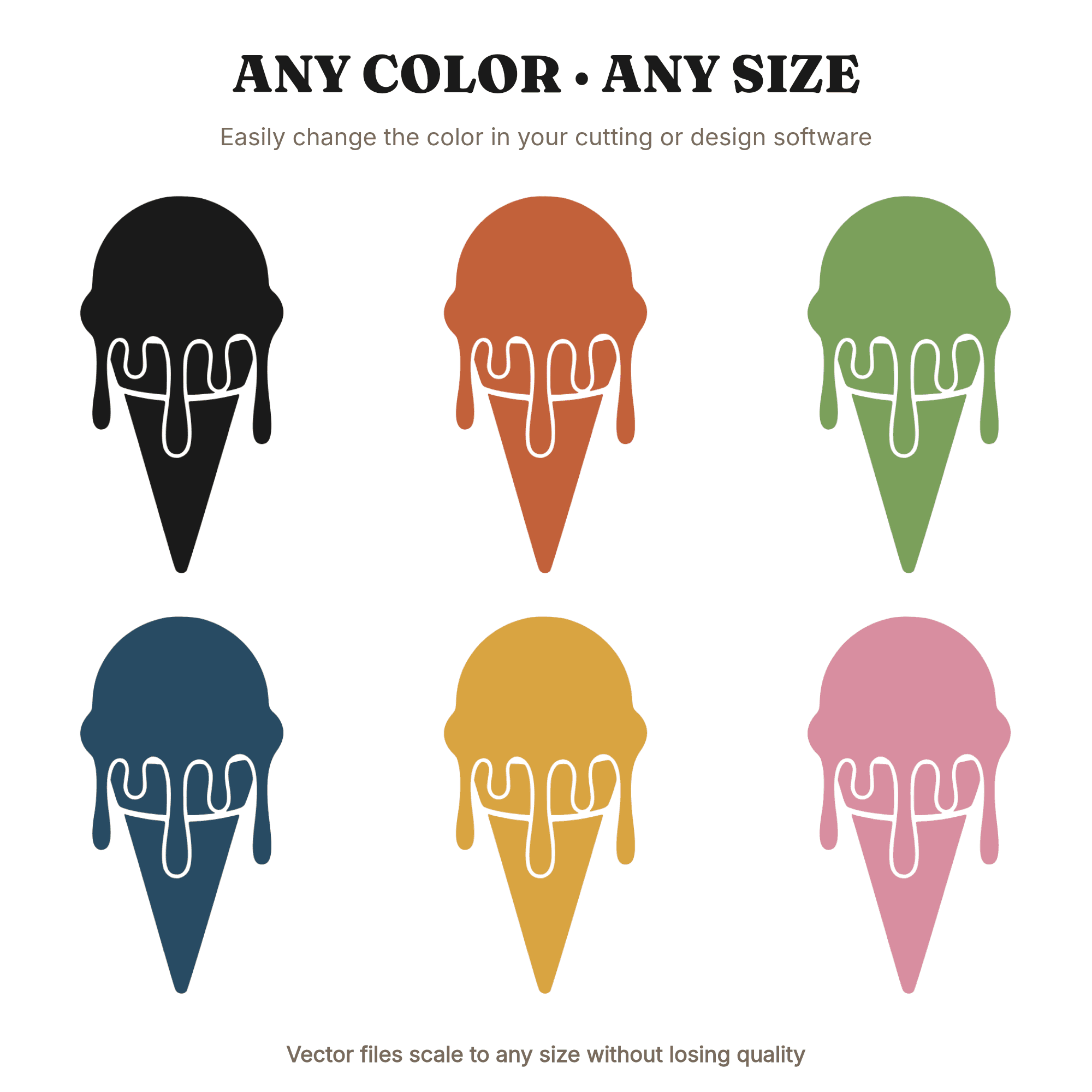 Upside Down Ice Cream Cone SVG PNG Retro 70s Drip Design National Ice Cream Day Cut File — view 2