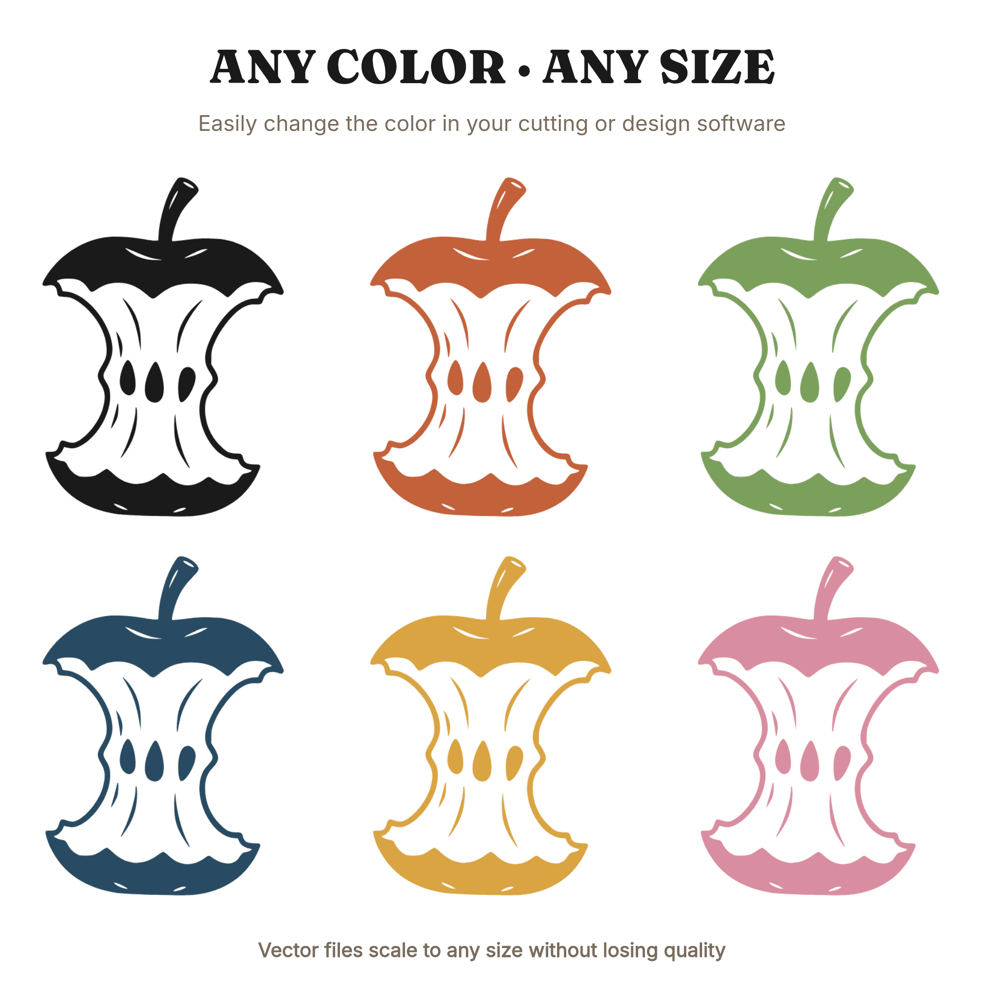 Bitten Apple Core SVG PNG Back to School Silhouette Cut File Boho Organic Teacher Gift Craft — view 2