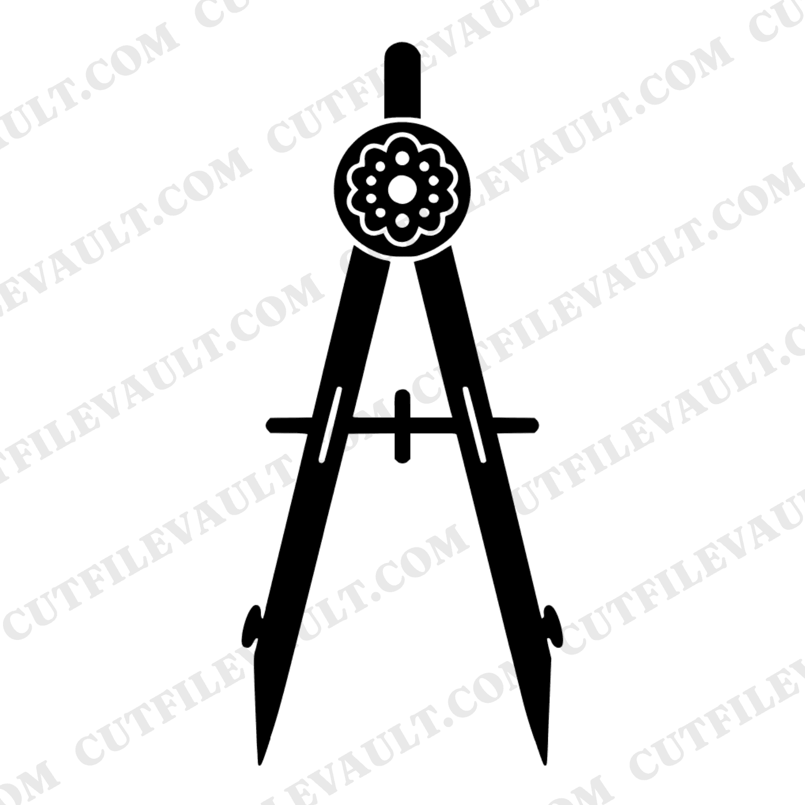 Retro Drafting Compass SVG PNG, Vintage Geometry Tool Cut File, 70s Back to School Clipart — view 1