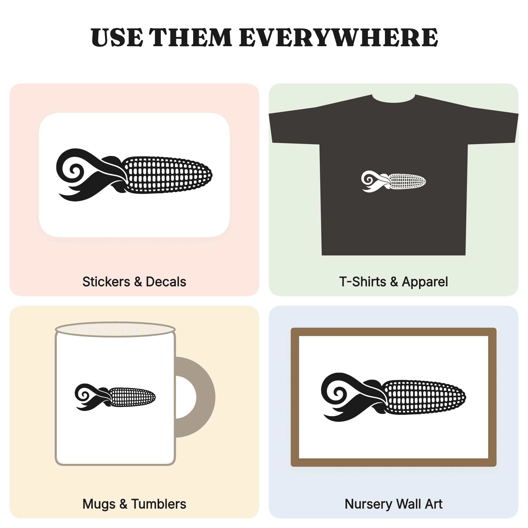 Autumn Corn SVG PNG, Harvest Corn with Spiral Husk Cut File, Fall Boho Organic Clipart Design — view 3