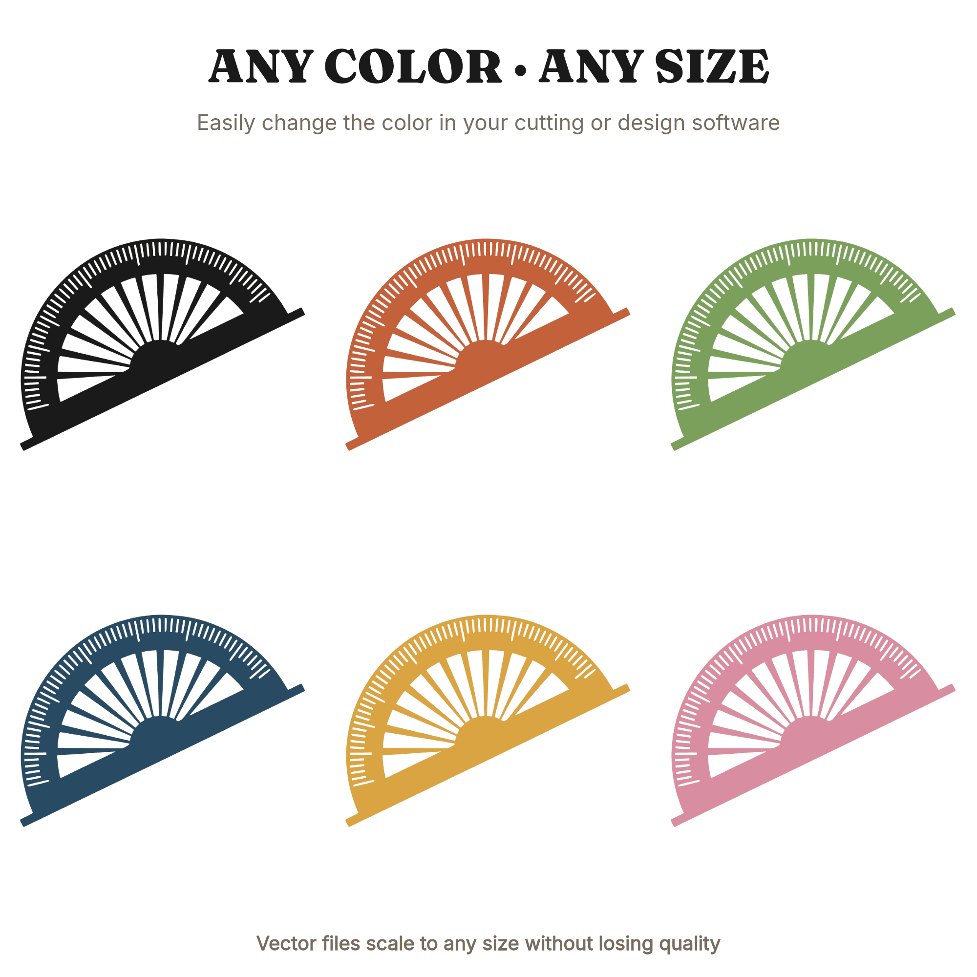 Vintage Protractor Sunburst SVG PNG, Tilted Semicircle Art Deco Cut File for Teacher Gifts — view 2