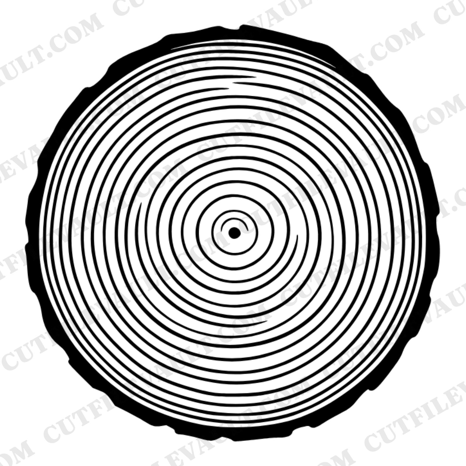Nordic Birch Log Slice SVG PNG, Summer Solstice Wood Cross Section, Tree Ring Silhouette Cut File — view 1