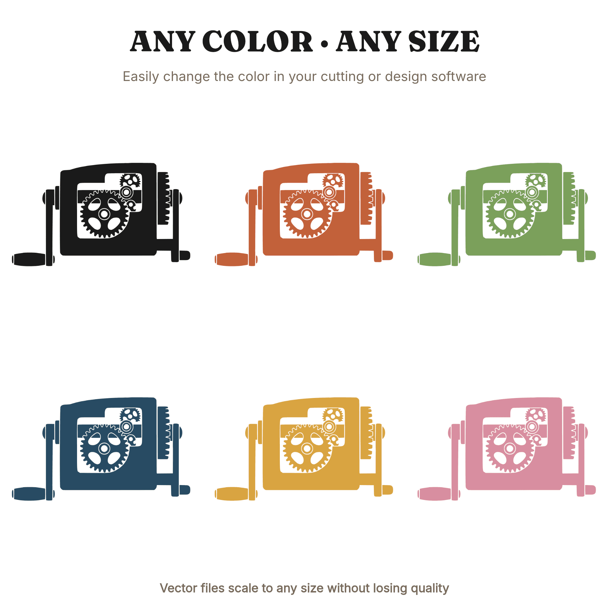 Vintage Steampunk Pencil Sharpener SVG PNG, Retro School Classroom Wall Mount Cut File Design — view 2