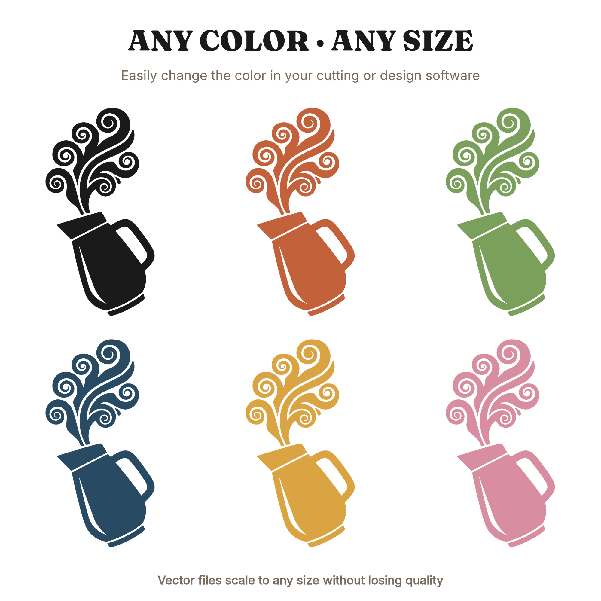 Groovy Labor Day Coffee Thermos SVG PNG, Retro 70s Steam Swirls Cut File, Boho Worker Gift Design — view 2