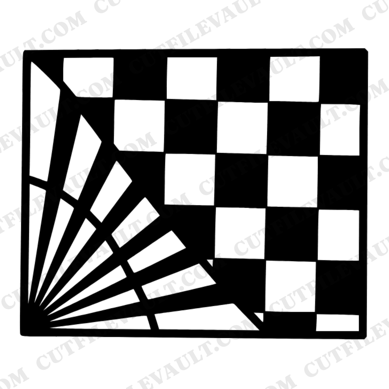 Art Deco Picnic Blanket Corner SVG PNG, Geometric Checkered Fold Cut File, Summer Outdoor Craft — view 1