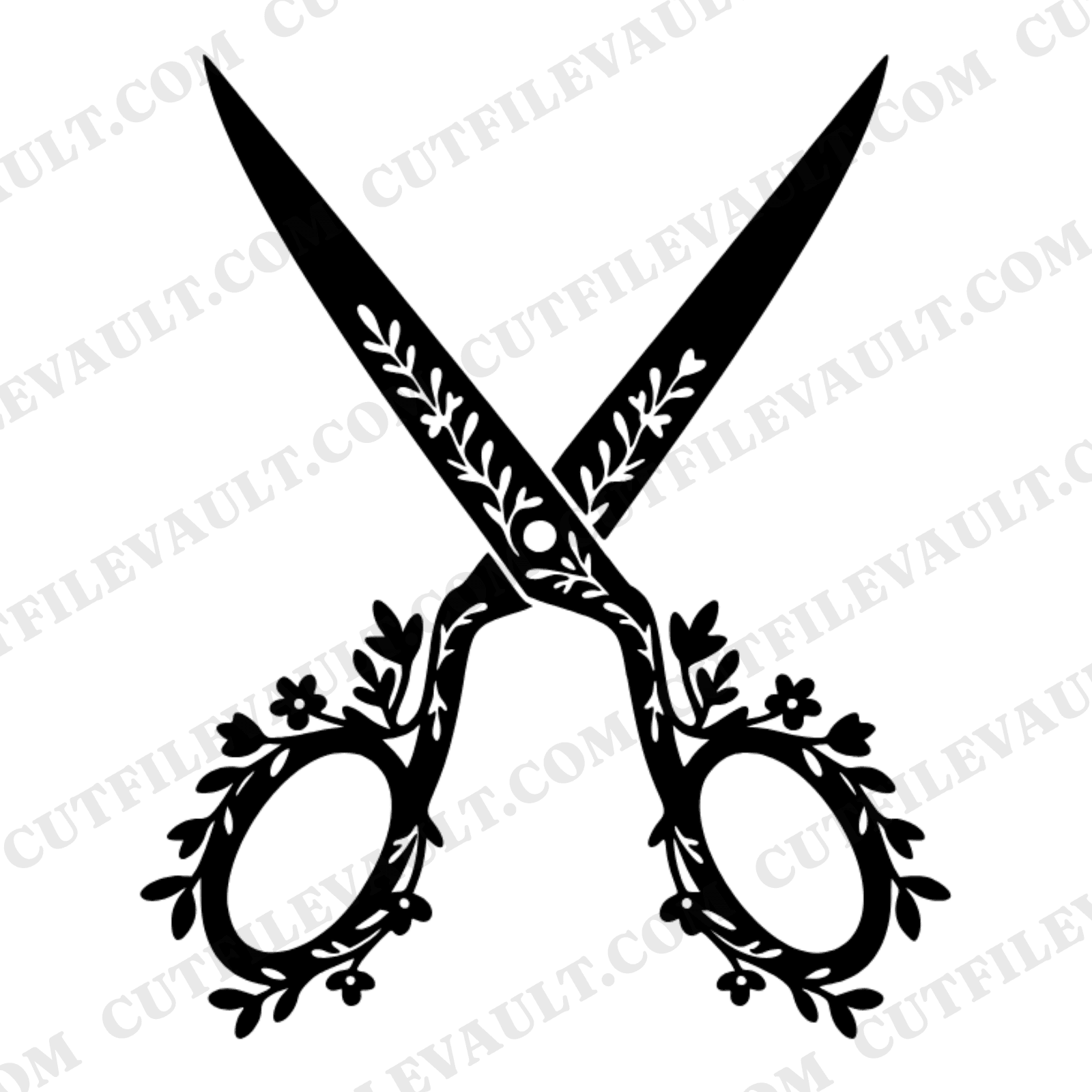 Scissors Bouquet SVG PNG, Floral Crossed Scissors Back to School Cut File, Cottagecore Craft Design — view 1