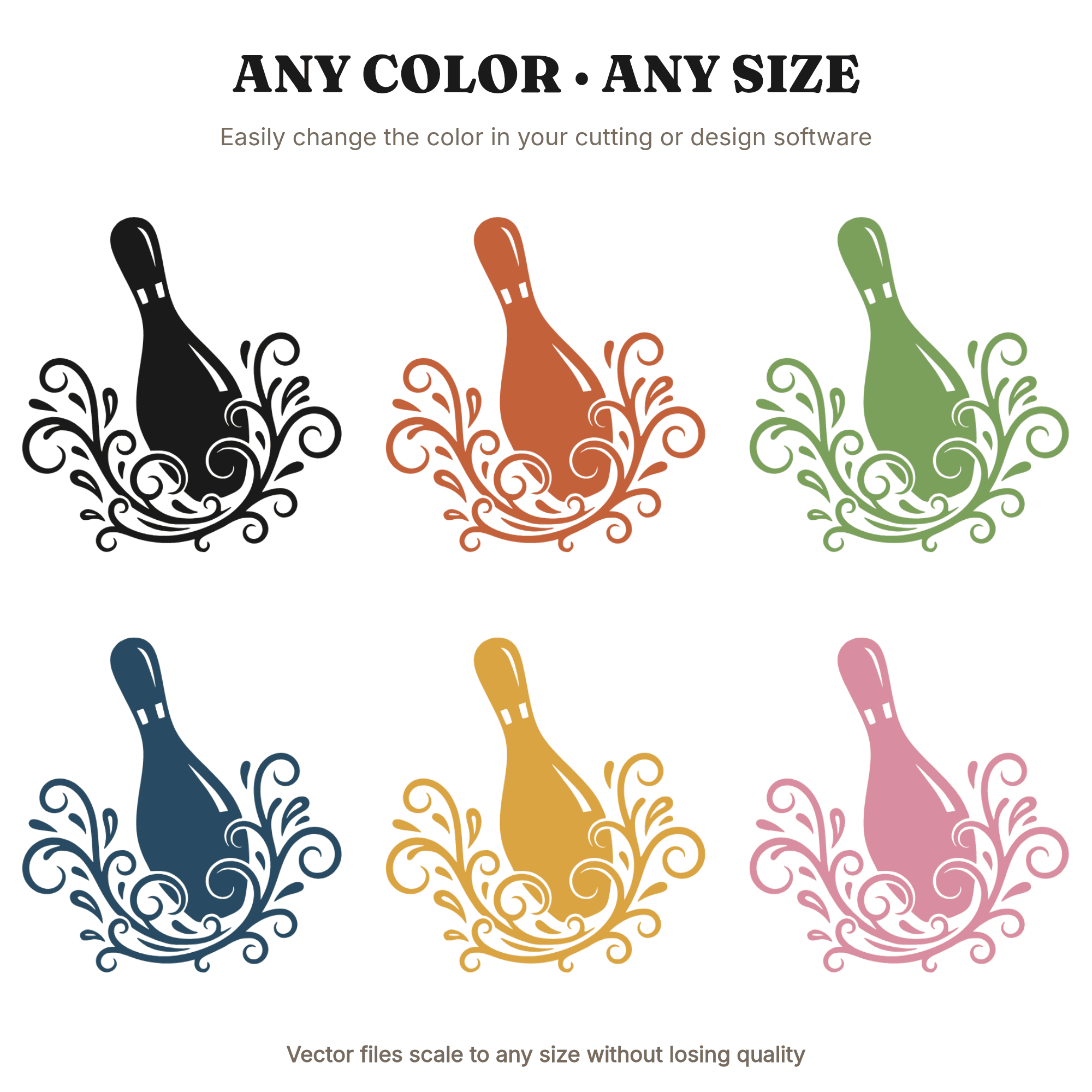Wobbling Bowling Pin SVG PNG, Floral Speed Lines Cottagecore Bowling Design, National Bowling Day Craft — view 2