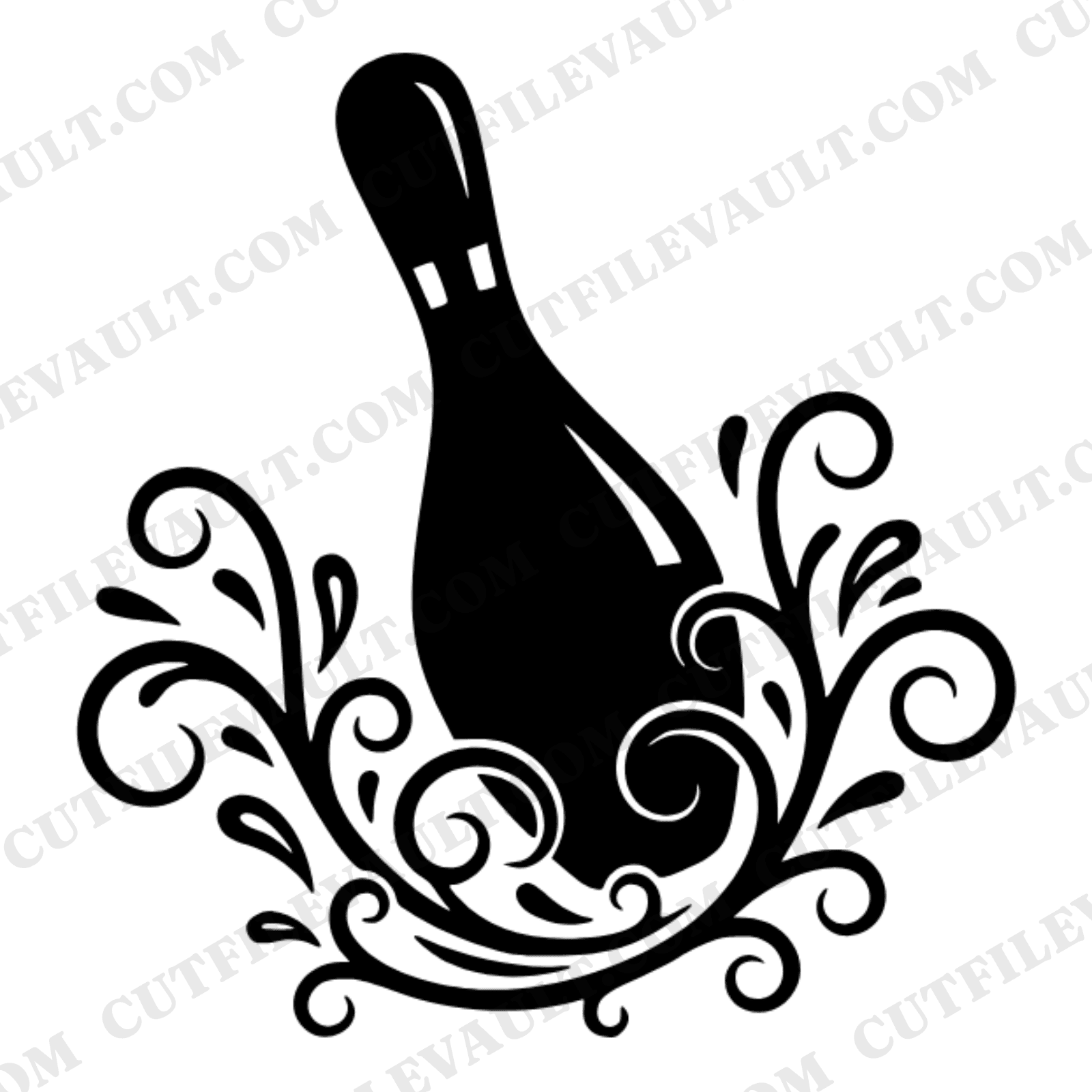Wobbling Bowling Pin SVG PNG, Floral Speed Lines Cottagecore Bowling Design, National Bowling Day Craft — view 1