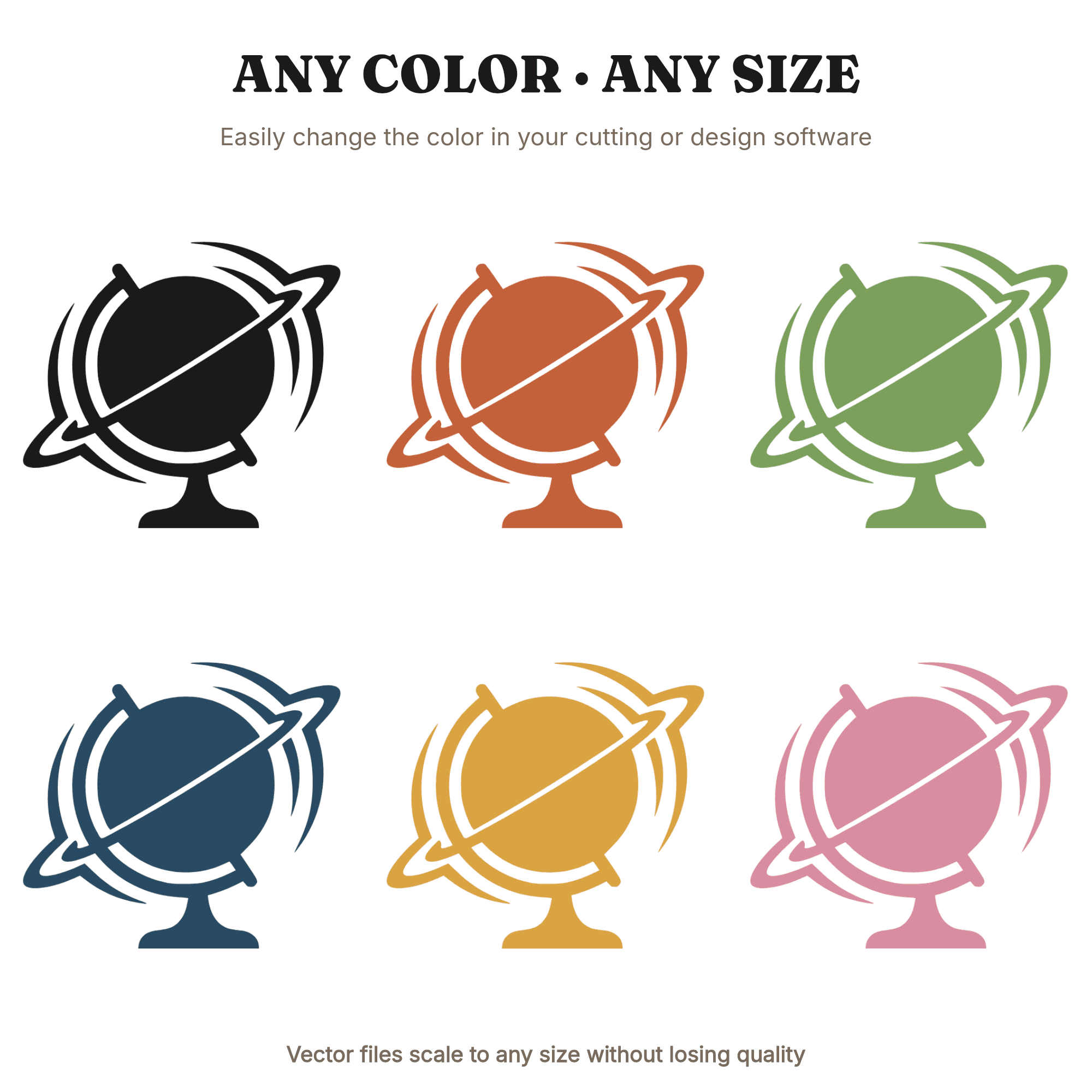Vintage Desktop Globe SVG PNG, Retro Motion Lines, Teacher Appreciation, Back to School Cut File — view 2