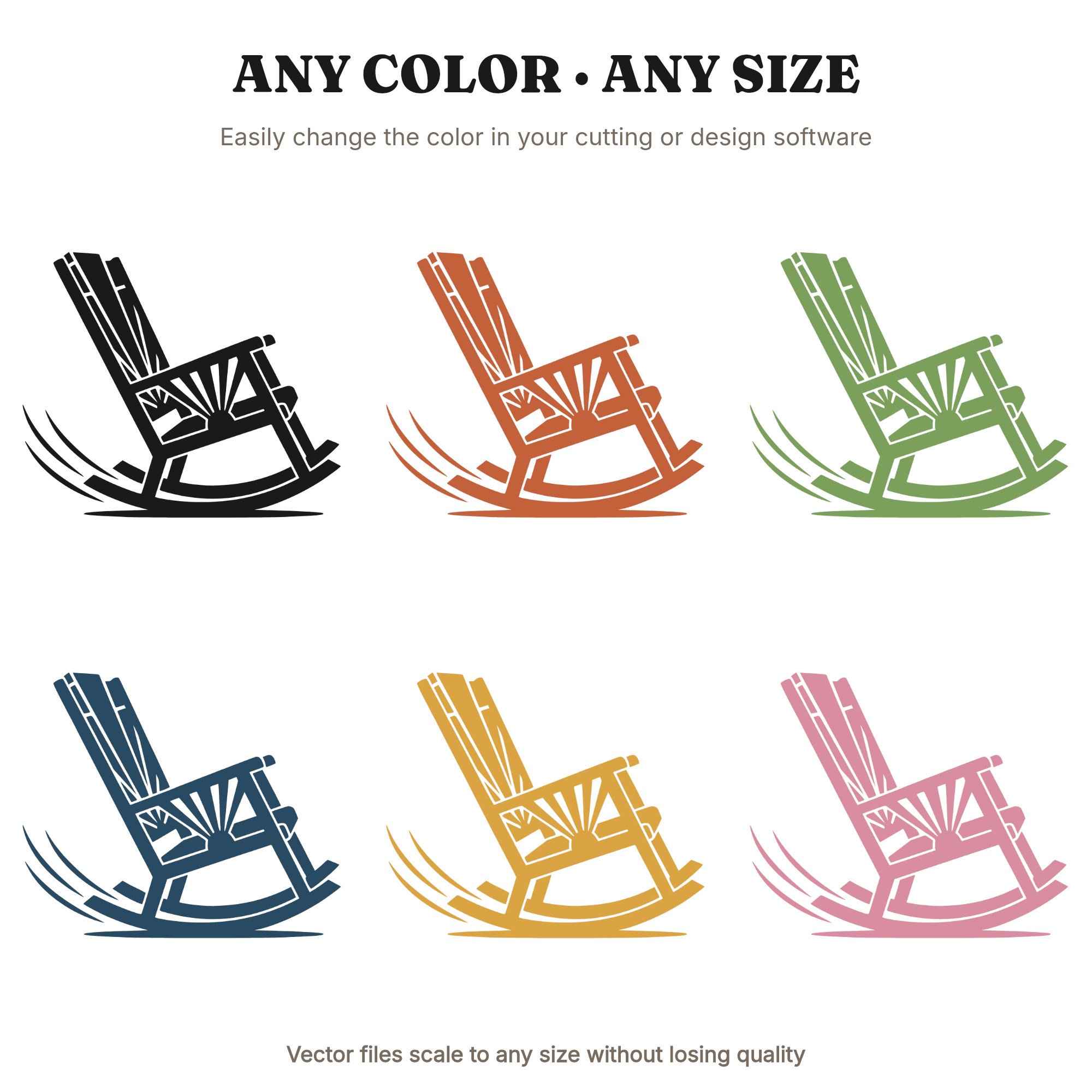 Art Deco Rocking Chair SVG PNG, Grandparents Day Mid Century Retro Motion Lines Cut File Design — view 2