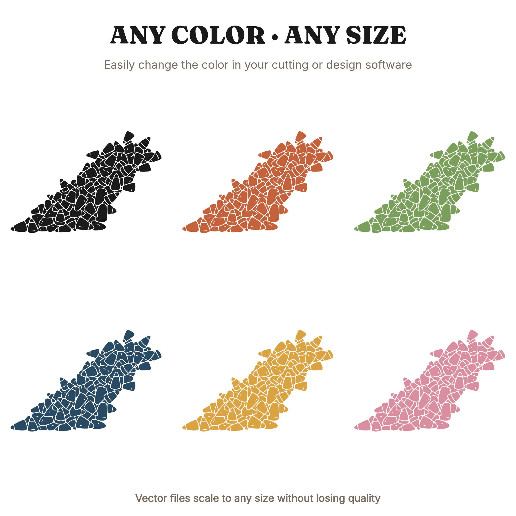 Candy Corn Pile SVG PNG, Halloween Tumbling Cascade Cut File, Mid Century Minimal Autumn Decor — view 2