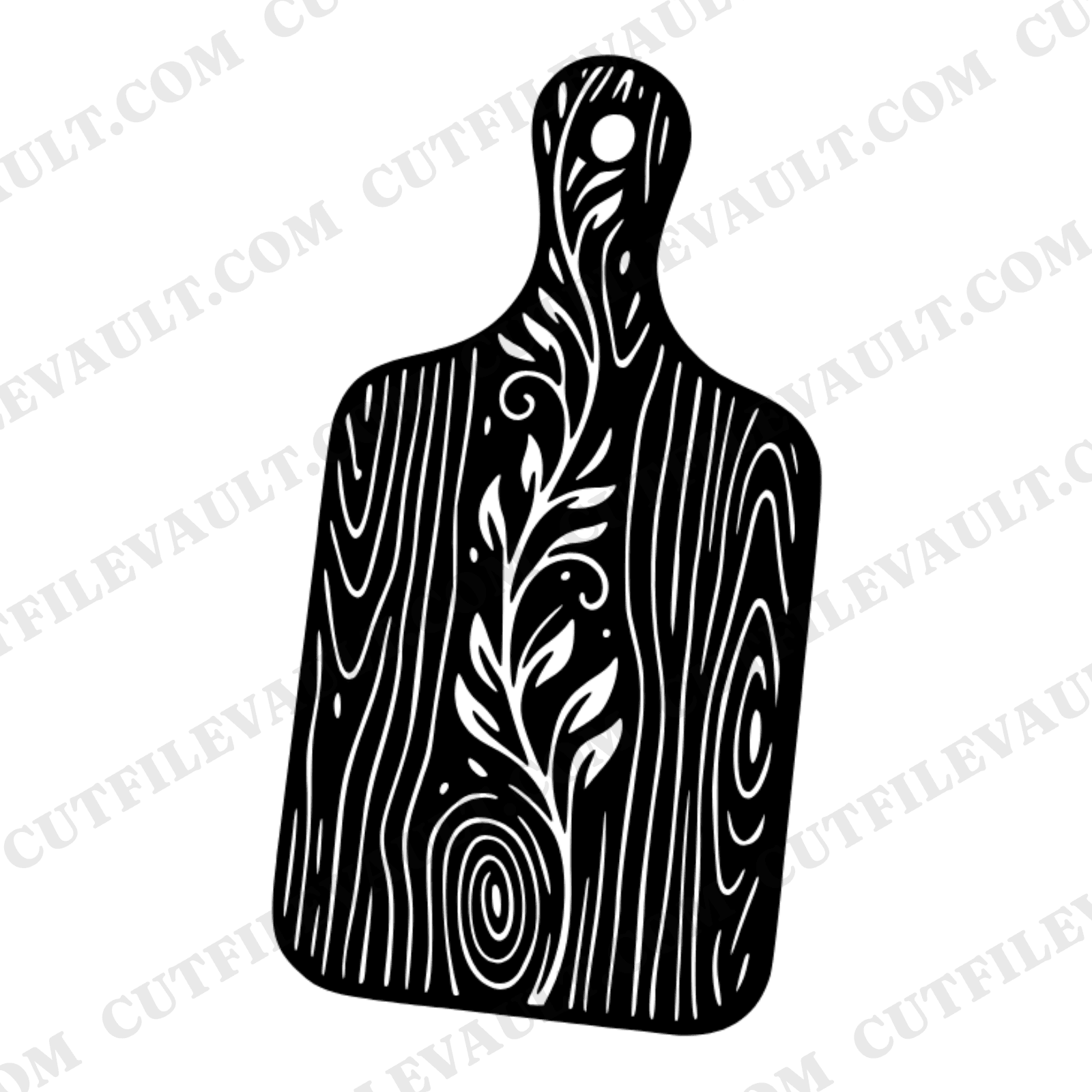 Nordic Wood Grain Cutting Board SVG PNG, Vintage Botanical Kitchen Silhouette Cut File — view 1